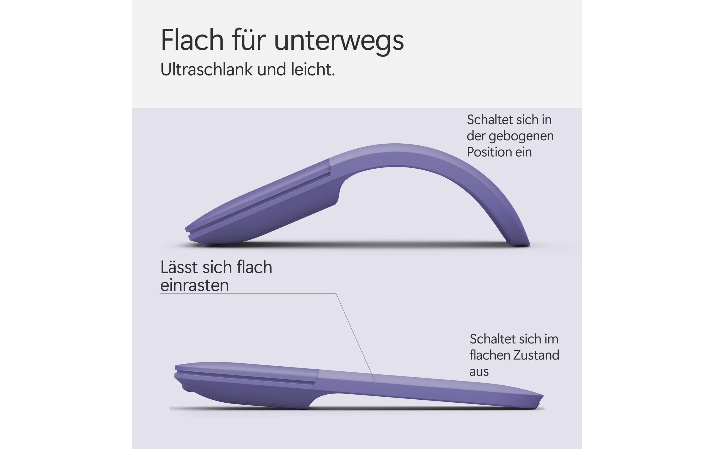 Microsoft Maus »Surface Arc Mouse«, Bluetooth, faltbar, Touch Oberfläche, Scrollrad-Emulation