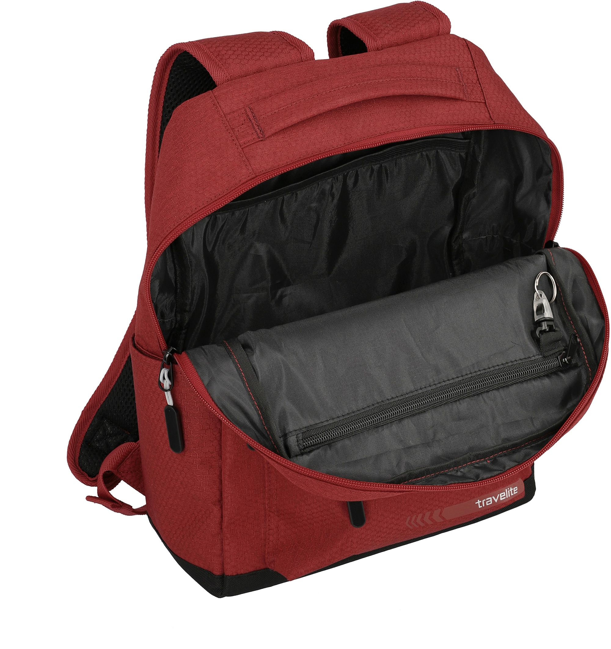 travelite Laptoprucksack »KICK OFF M, 40 cm, rot«, Arbeitsrucksack Schulrucksack Freizeitrucksack mit 13-Zoll Laptopfach