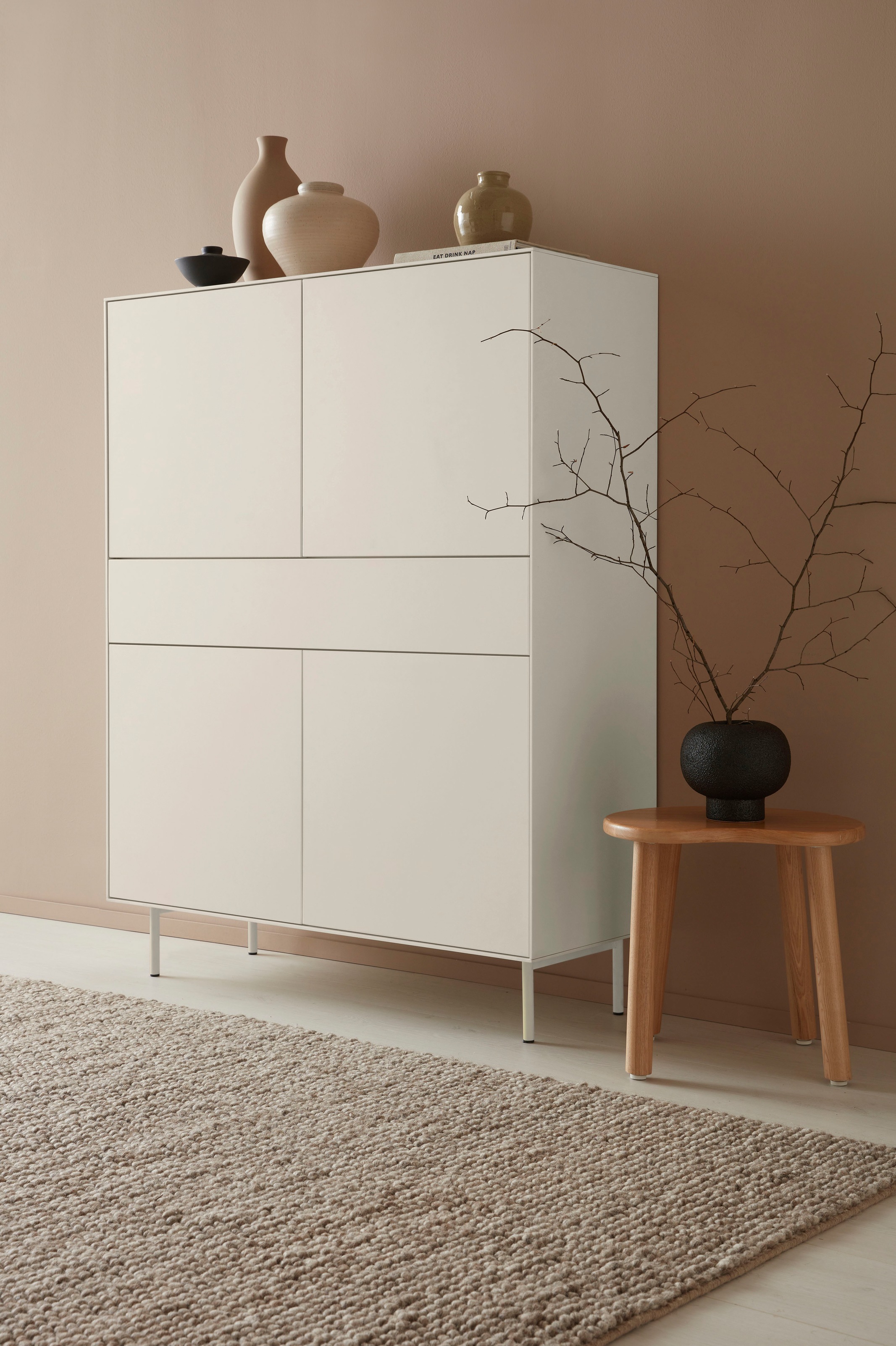 LeGer Home by Lena Gercke Highboard »Essentials«, Höhe: 144cm, MDF lackiert, Push-to-open-Funktion