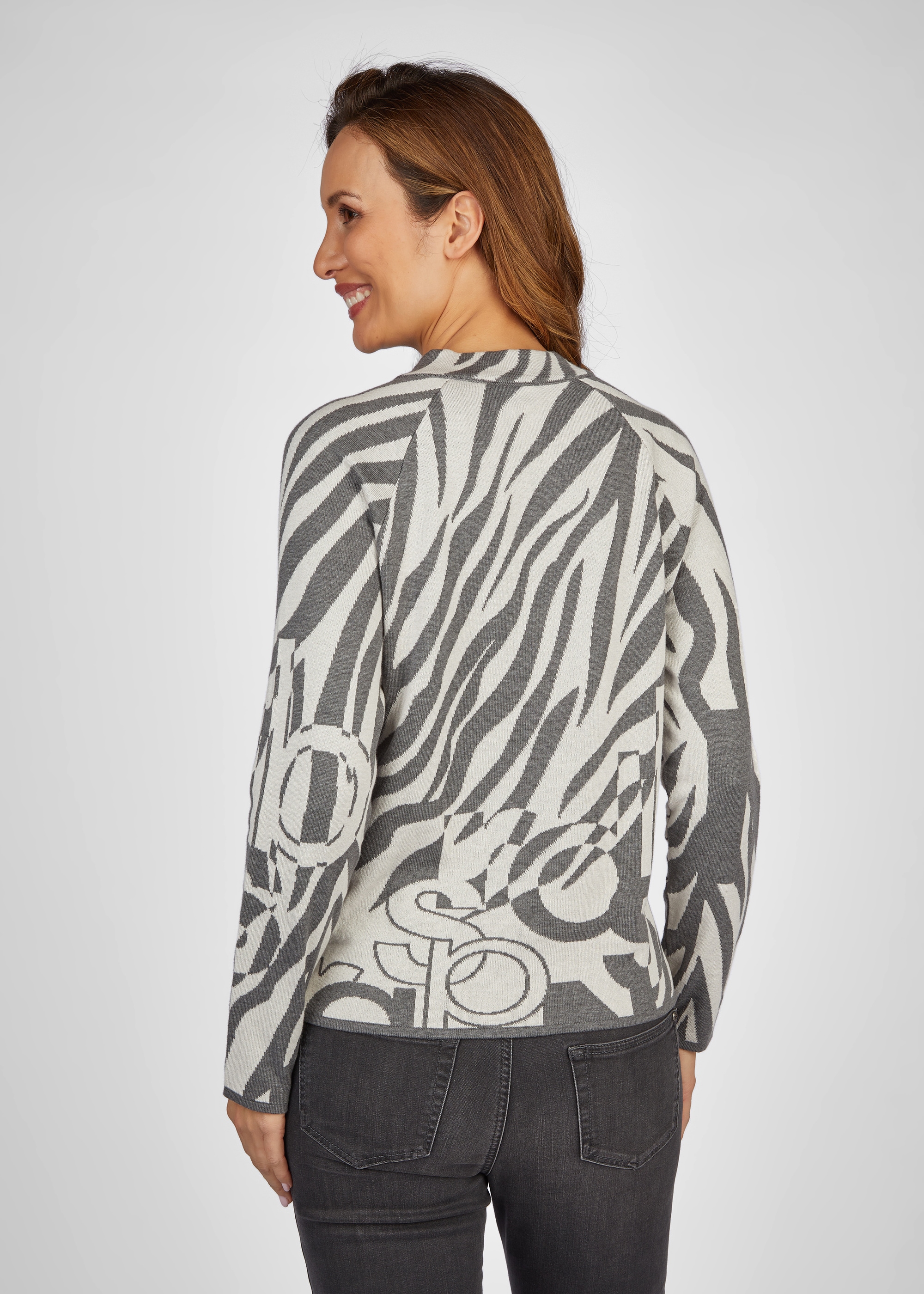 Rabe Stehkragenpullover, mit abstraktem Allover-Design