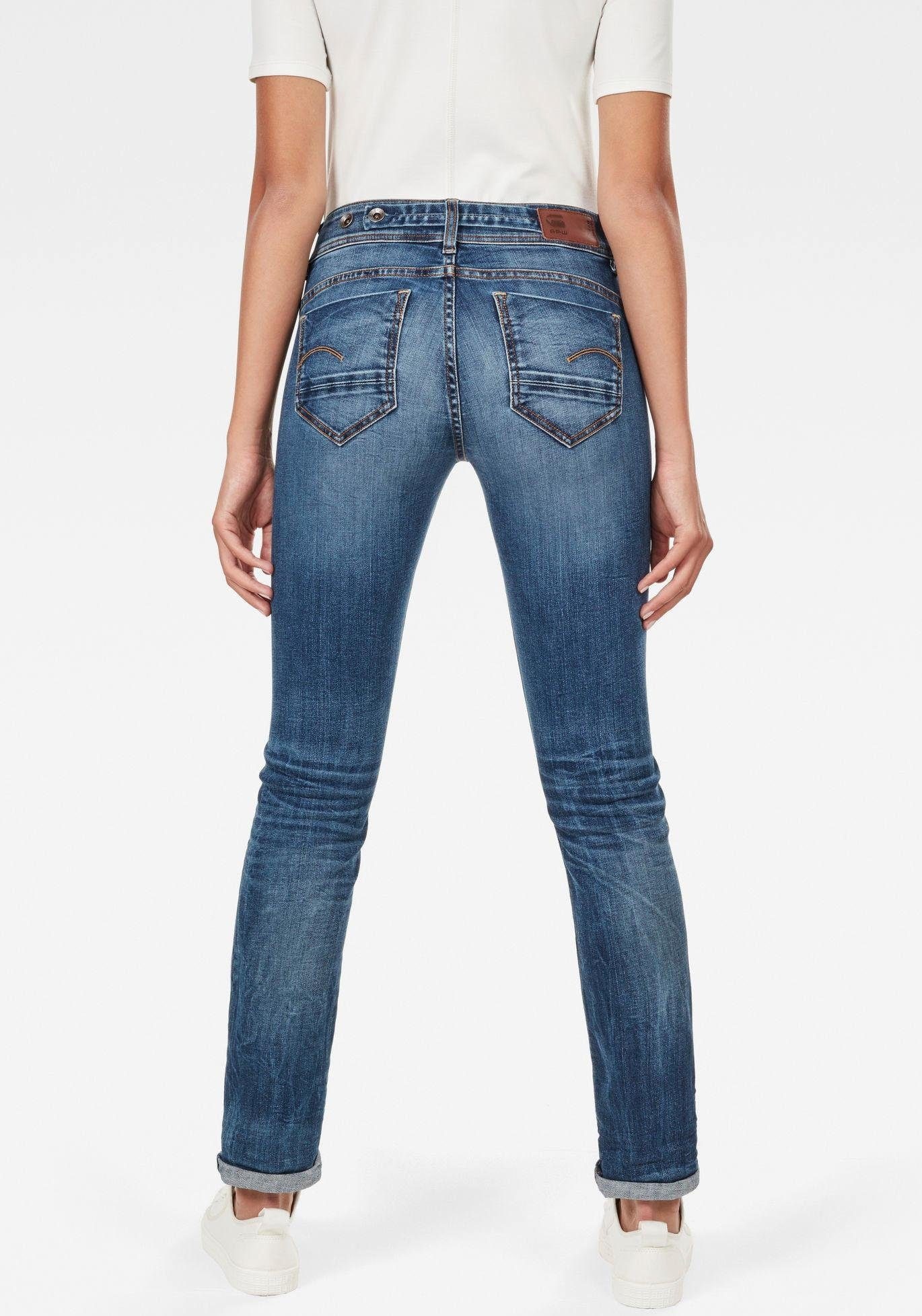 G-STAR Straight-Jeans »Midge Straight Women«, mit Used-Effekten