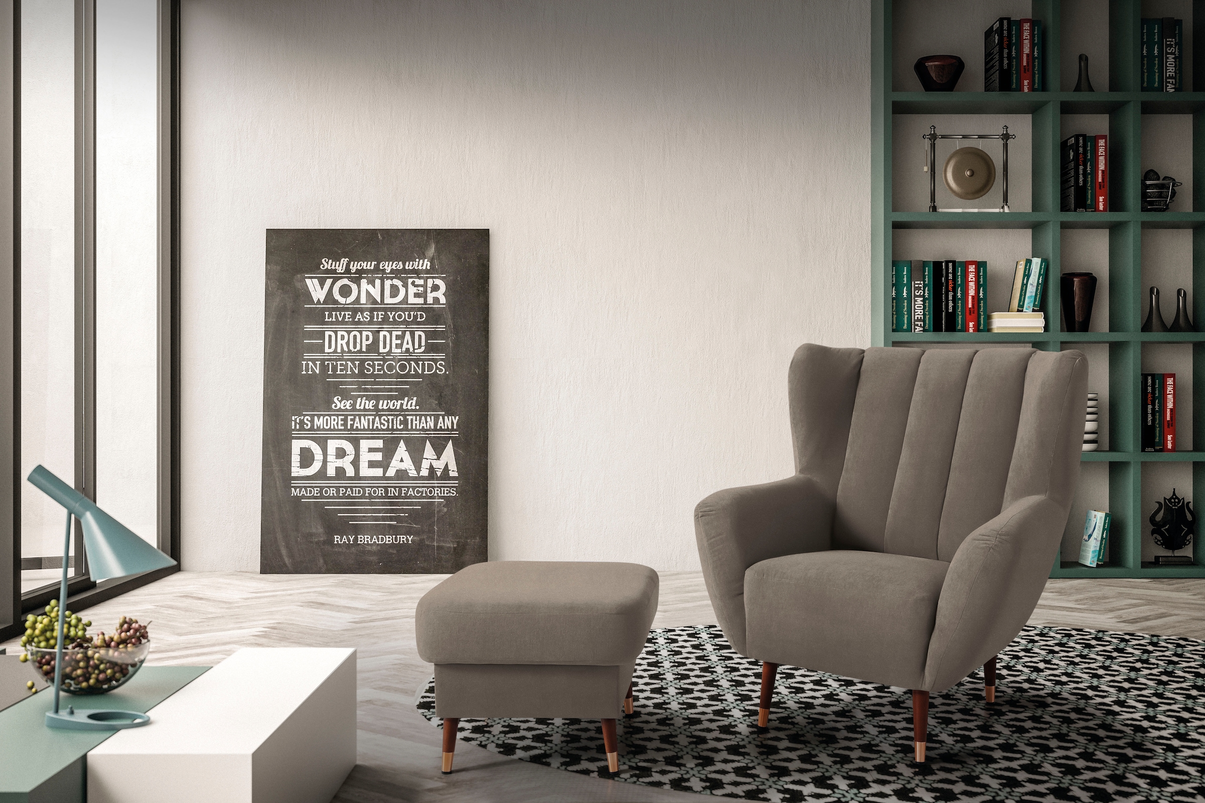 exxpo - sofa fashion Sessel »Polly, Ohrensessel, Loungesessel«, bequem mit hoher Rückenlehne, hohe Füsse, hochwertige Bezüge