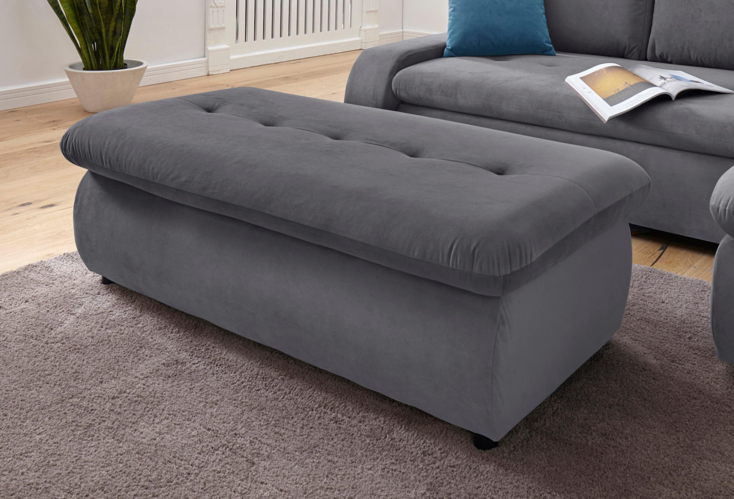TRENDMANUFAKTUR Hocker »Indie II, bequemer Bankhocker mit Staufach unter der Sitzfläche«