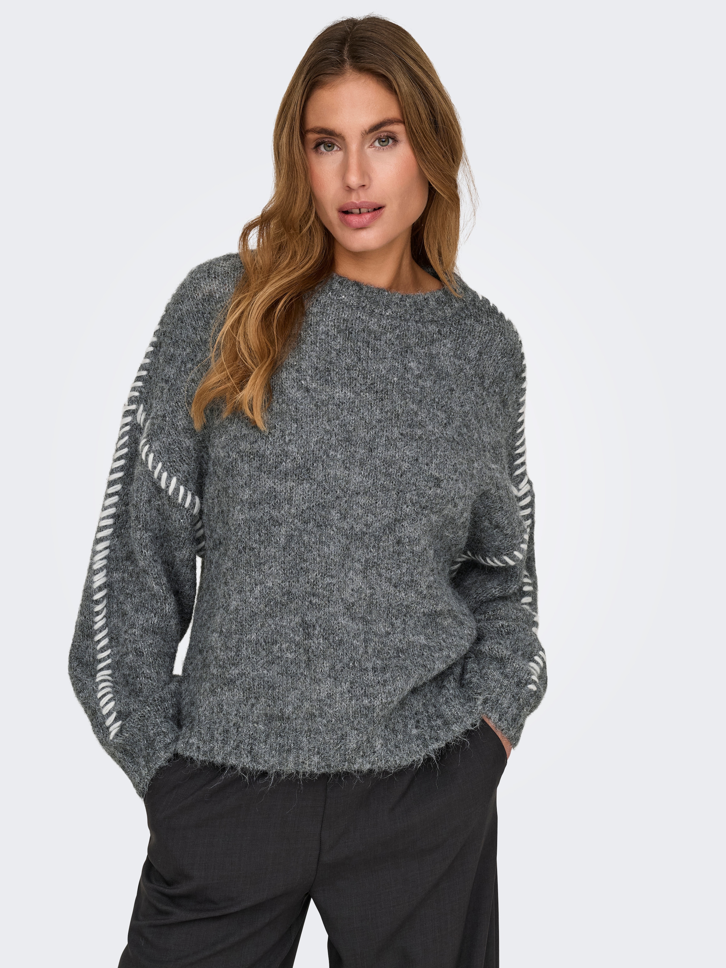 JDY Rundhalspullover »JDYZOEY LIFE L/S ON STITCH PULL KNT NOOS« mit dekorativen Ziernähten