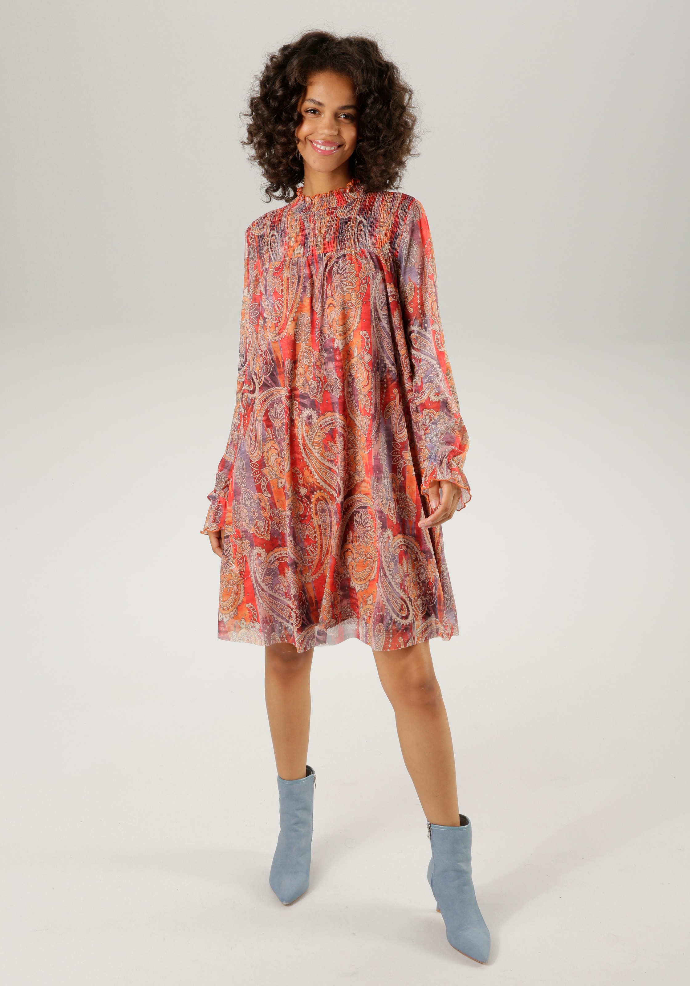 Blusenkleid, mit farbharmonischem Paisley-Druck