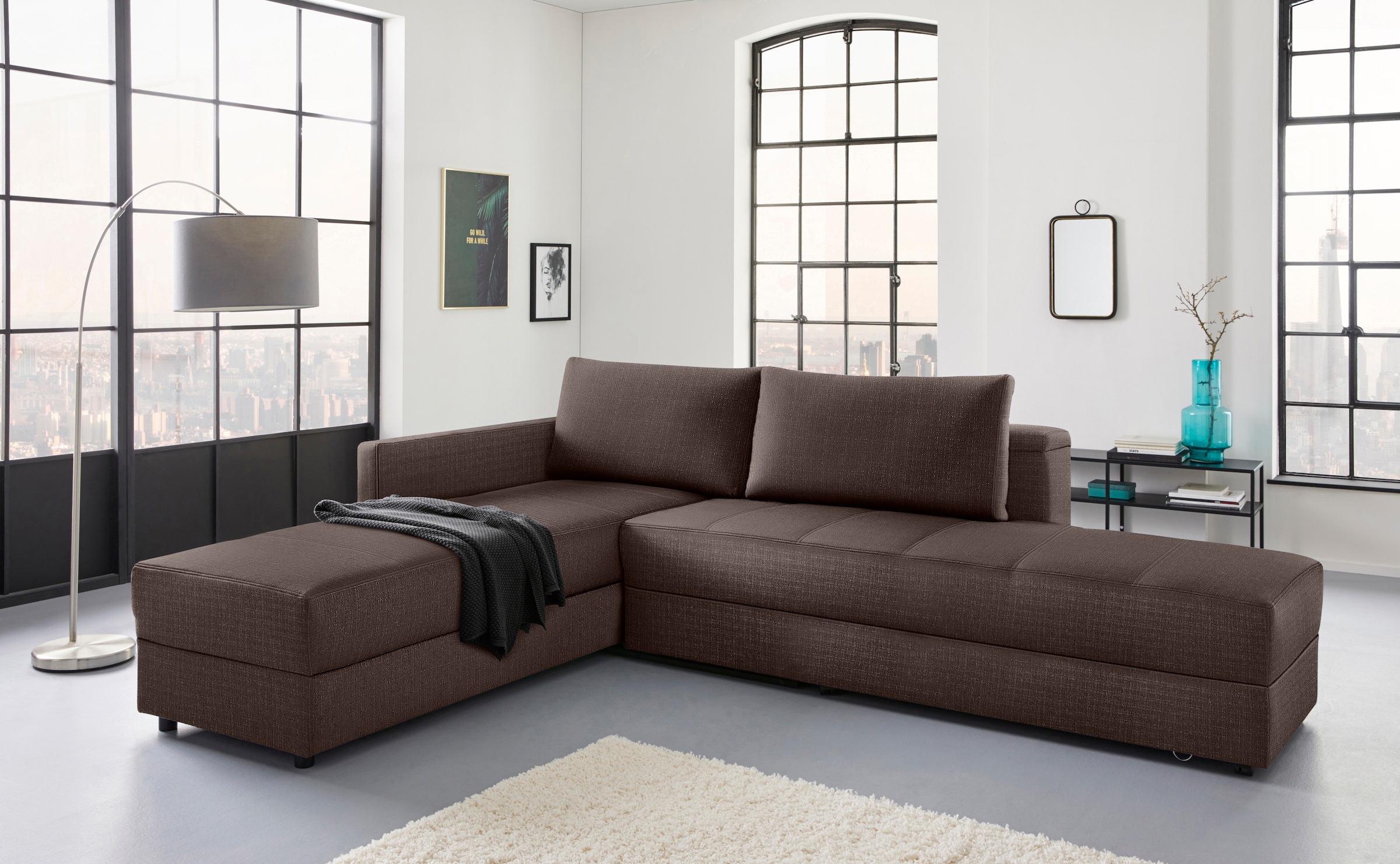 LOOKS by Wolfgang Joop Ecksofa »LooksIII L-Form«, durch Drehfunktion zum Bett wandelbar, inklusive Staufach