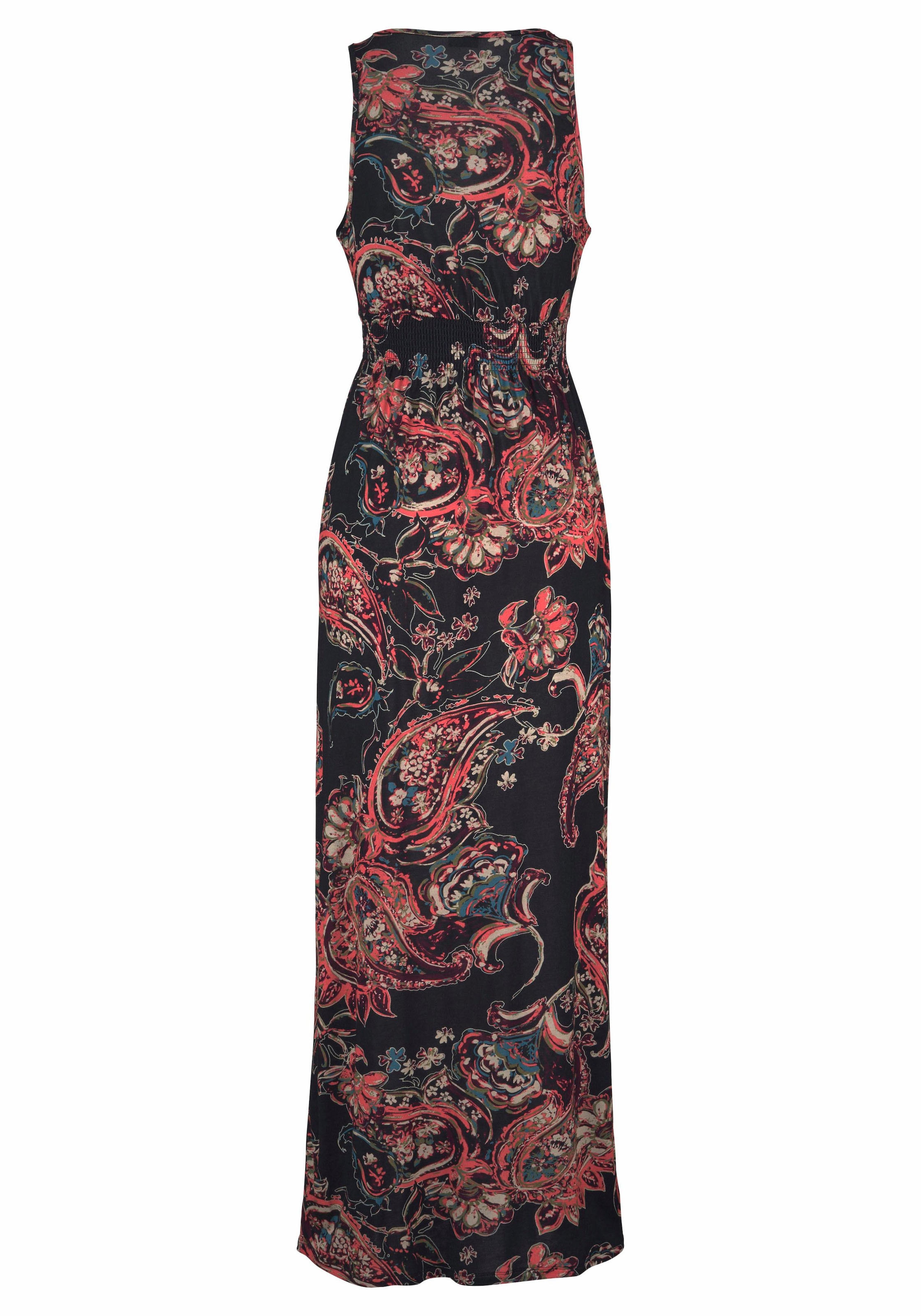 LASCANA Maxikleid, mit Paisleydruck und verstellbarem Ausschnitt, Sommerkleid