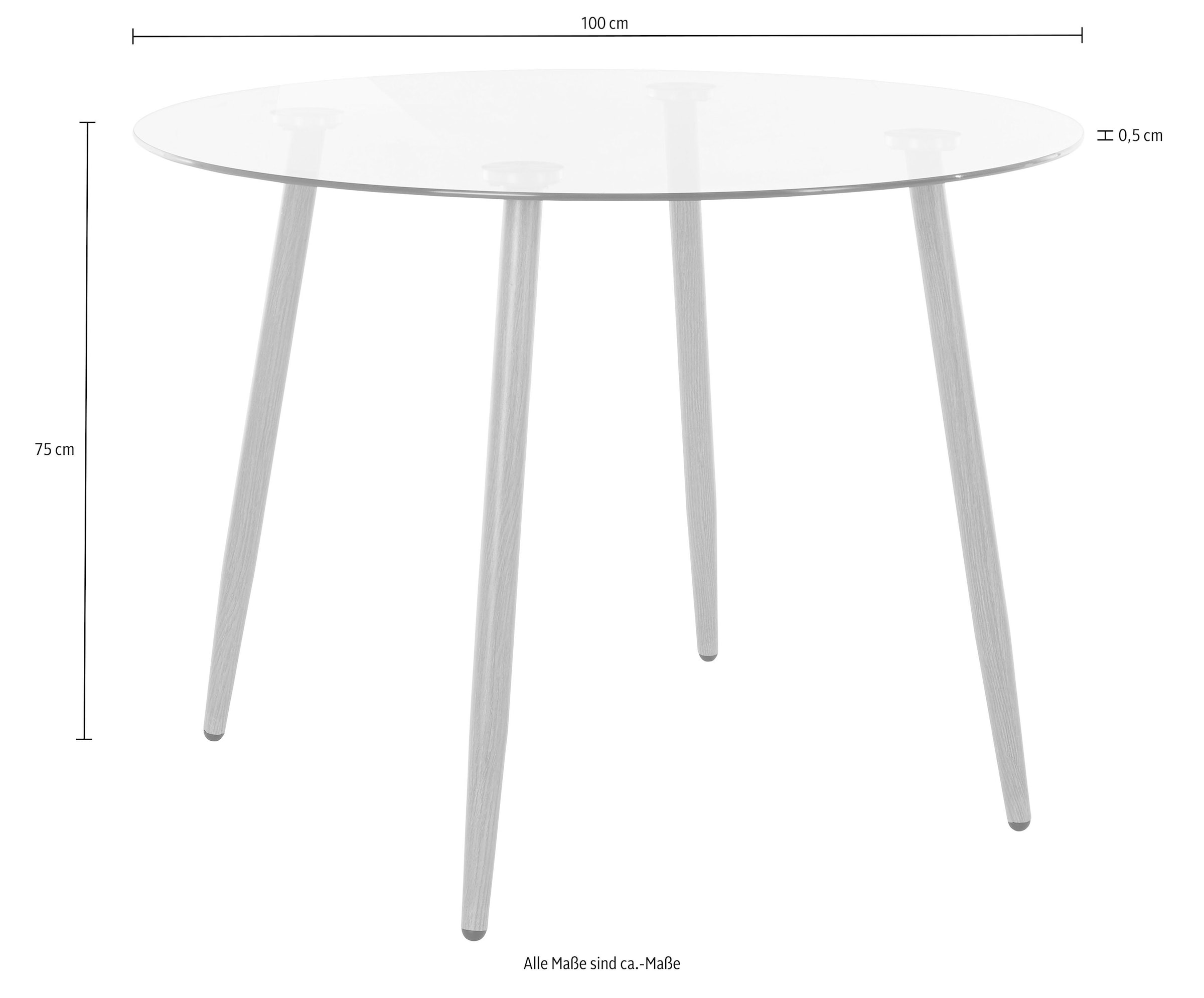 cm Esstisch runder mit | bestellen »Miller«, einem von Jelmoli-Versand online Glastisch 100 Ø INOSIGN