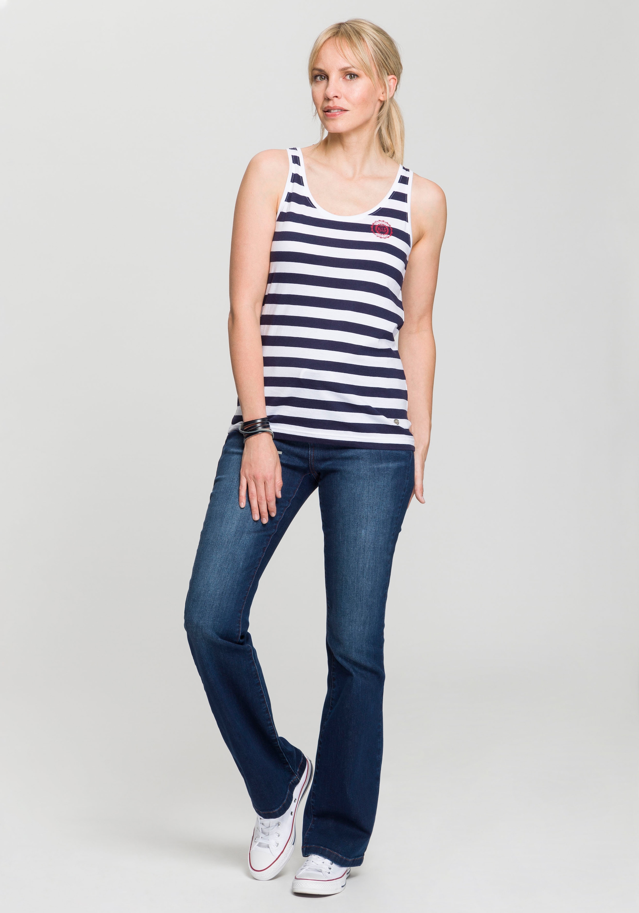 H.I.S Bootcut-Jeans »High-Waist«, hohe Taille, Bootcut, mit Used-Effekten, auch in Langgrössen
