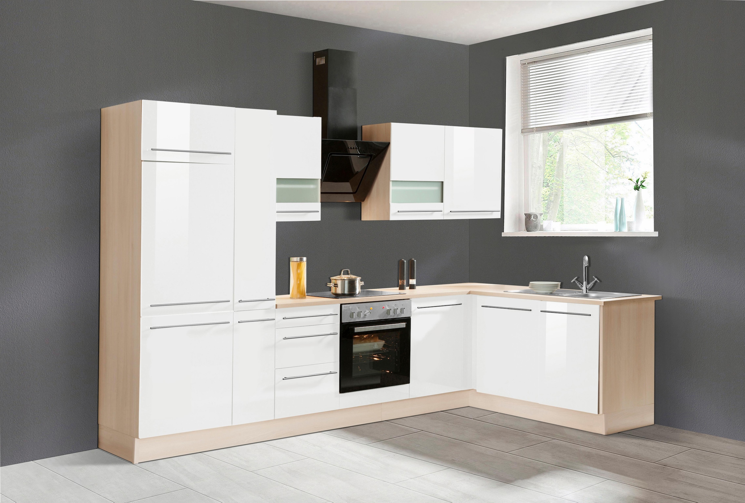 OPTIFIT Winkelküche »Bern«, Stellbreite 315x175 cm,wahlweise mit E-Geräten,höhenverstellb.Füsse