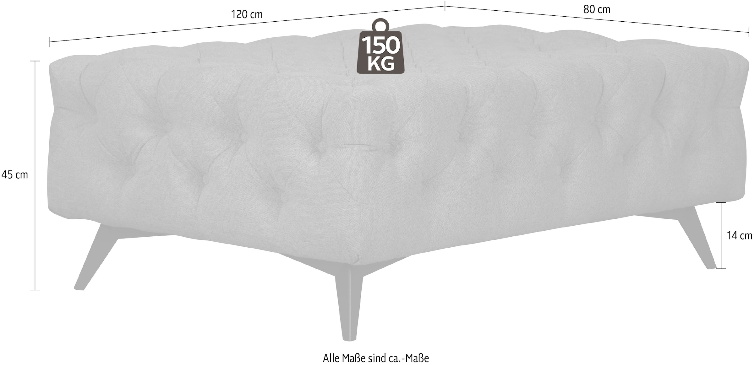 Leonique Polsterhocker »Amaury«, Chesterfield-Optik, Breite 120cm, Fussfarbe wählbar