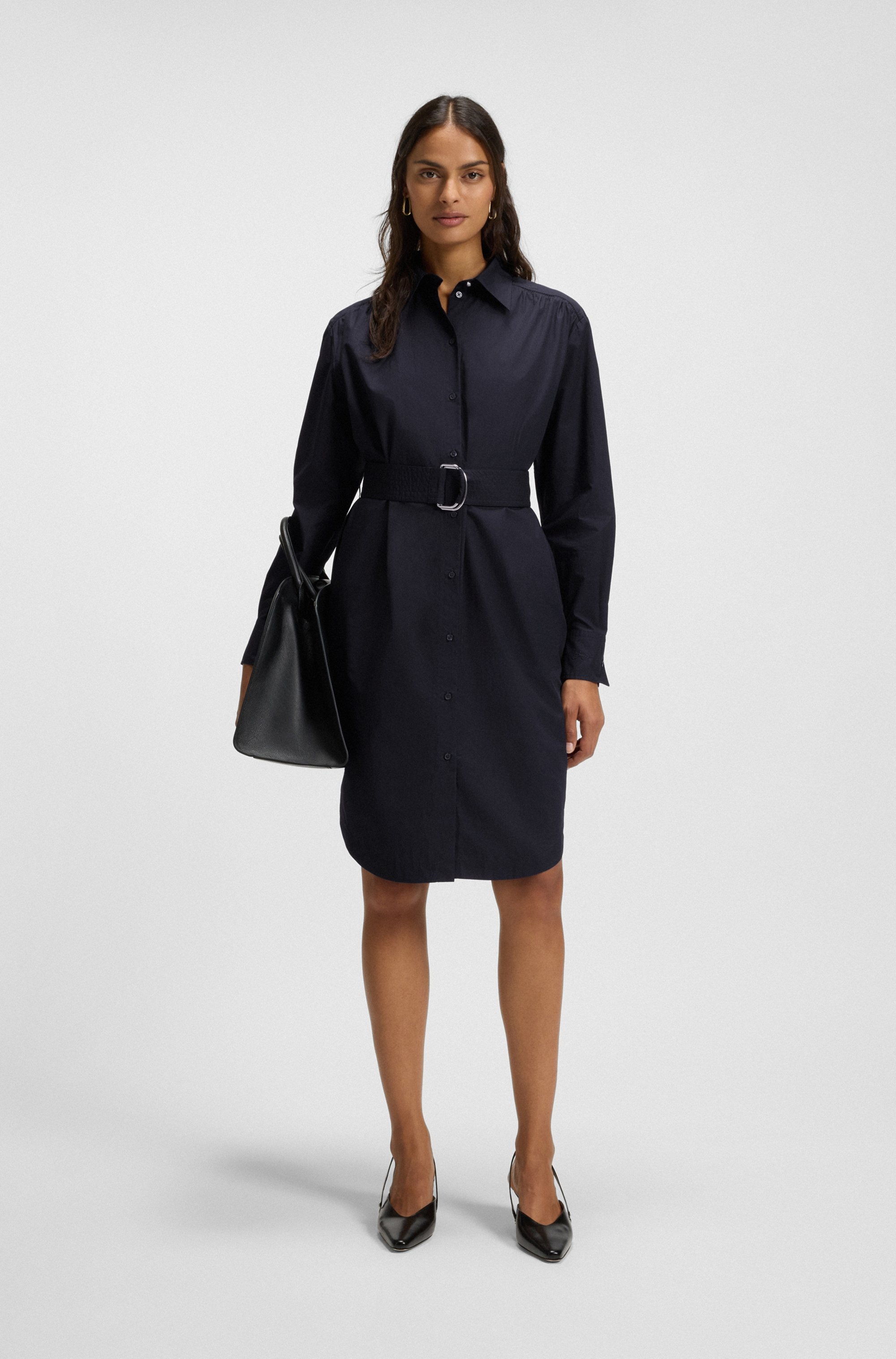 BOSS ORANGE Hemdblusenkleid »Delegant Premium Damenmode« mit Gürtel mit D-Ring-Schliesse