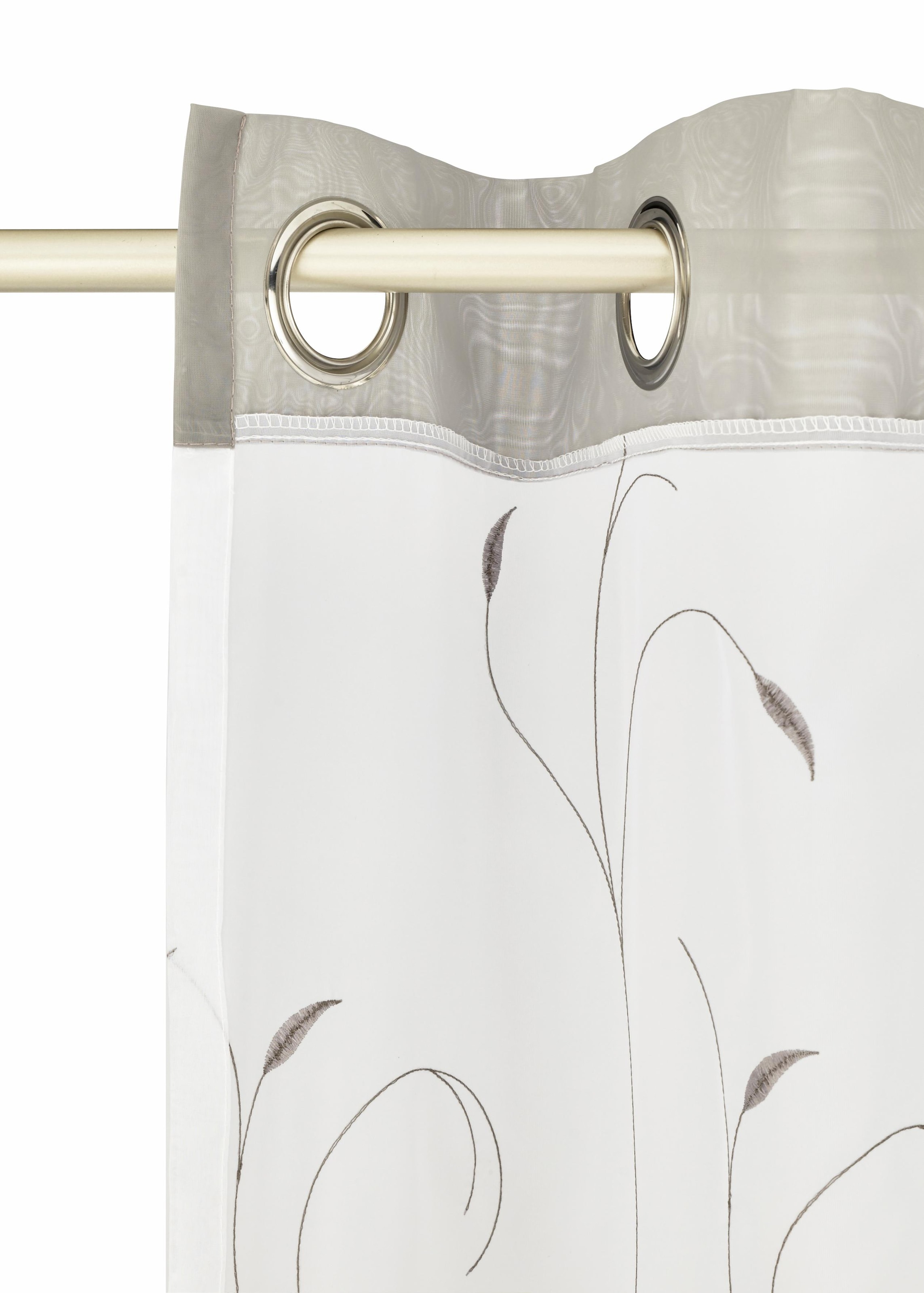 Home affaire Gardine »Jaca«, (2 St.), transparent, 2-er Set, bestickt, Voile, inkl. Raffhalter