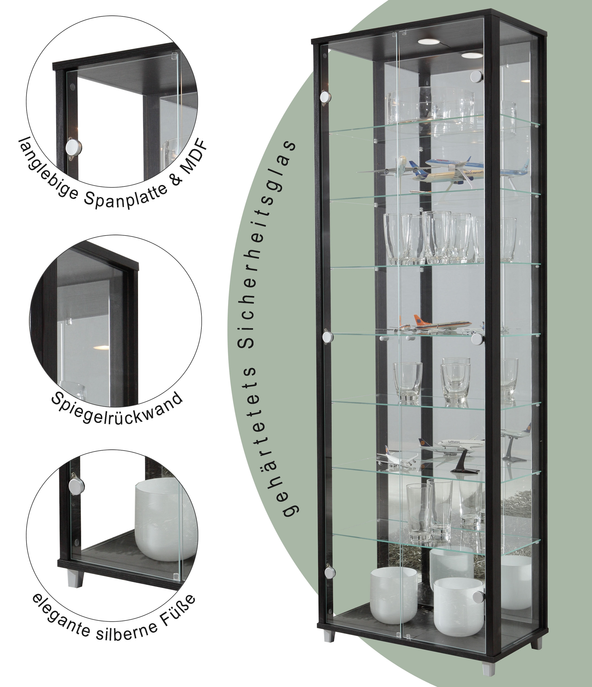 fif möbel Vitrine »OPTIMA«, Standvitrine/Glasvitrine 2x Glastür,perfekt für Sammler,Sammlervitrine