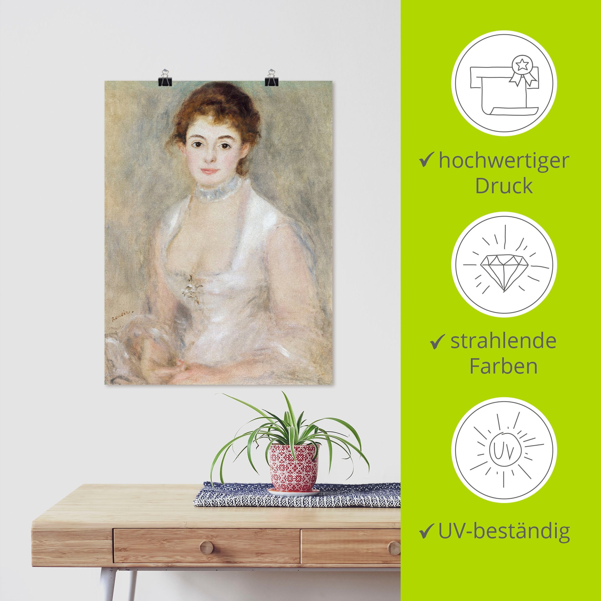Artland Kunstdruck »Bildnis der Madame Heriot.«, Frau, (1 St.), als Leinwandbild, Wandaufkleber oder Poster in versch. Grössen