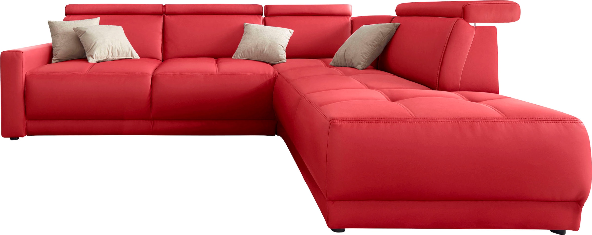 DOMO collection Ecksofa »Ava, moderne Sitzheftung mit toller Doppelnaht, komfortabel, L-Form«, mit Ottomane, inkl. Federkern, wahlweise mit Kopfteilverstellungen