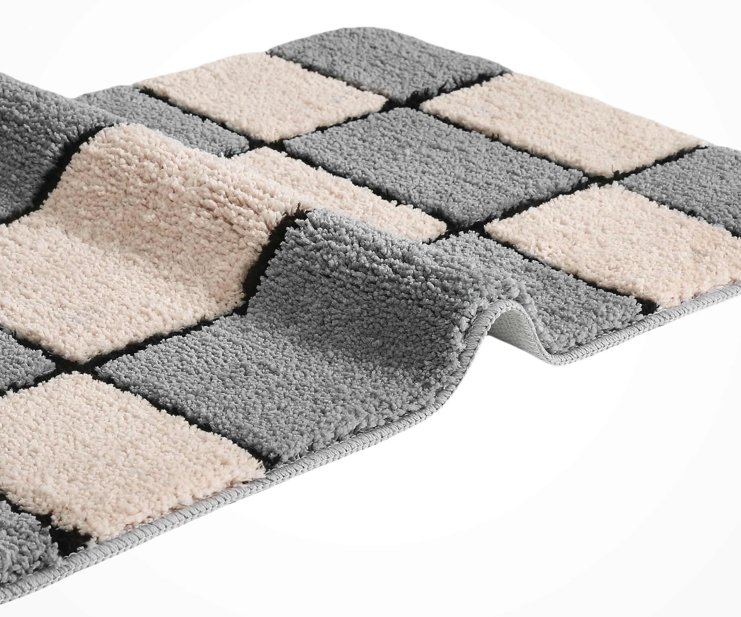 my home Badematte »Melli«, rutschhemmend beschichtet, fussbodenheizungsgeeignet, Badteppich, mit Muster, karierte Badematte