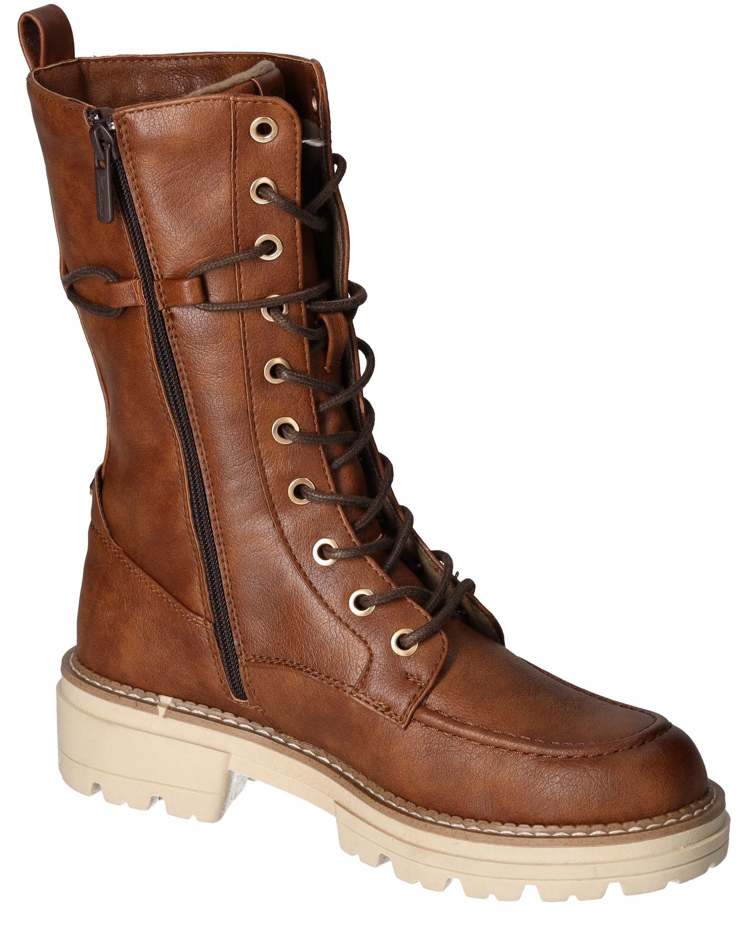 Mustang Shoes Schnürstiefelette, Reissverschluss-Boots, Schnürboots, Kurz-Stiefel mit Blockabsatz