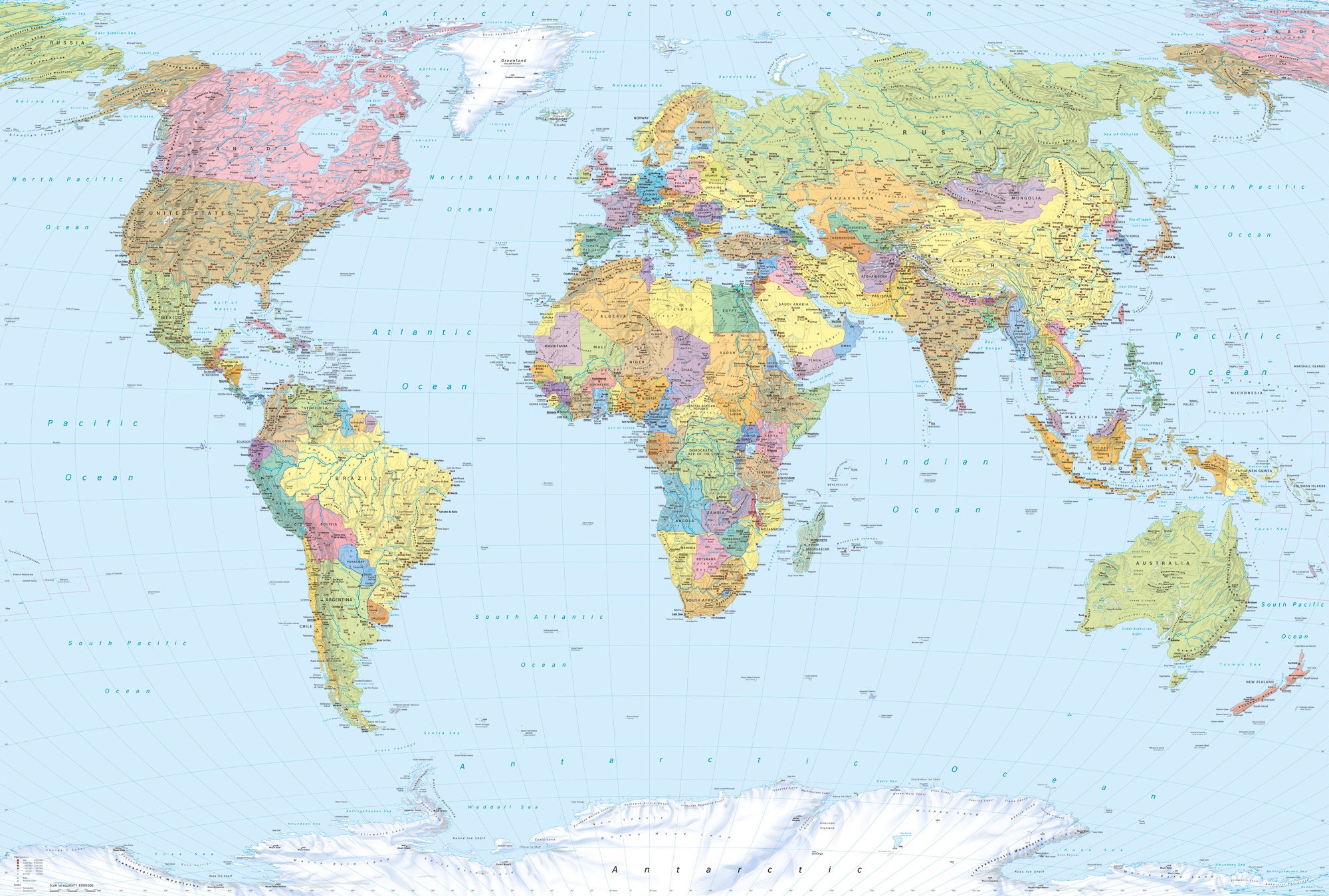 Komar Vliestapete »World Map«, 368x248 cm (Breite x Höhe), inklusive Kleister