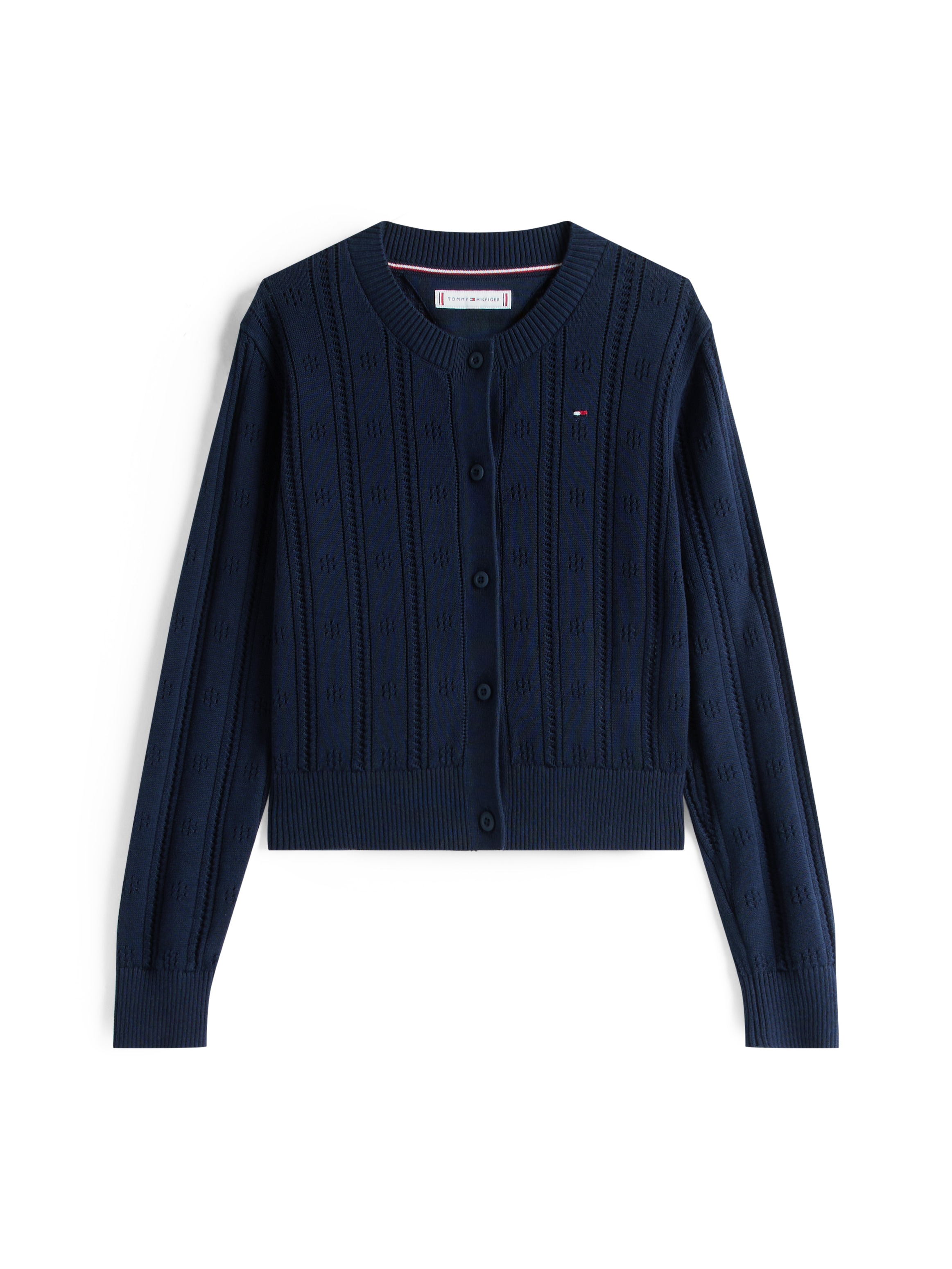 Tommy Hilfiger Strickjacke »POINTELLE CARDIGAN LS«, für Kinder bis 16 Jahre, mit süssem Muster