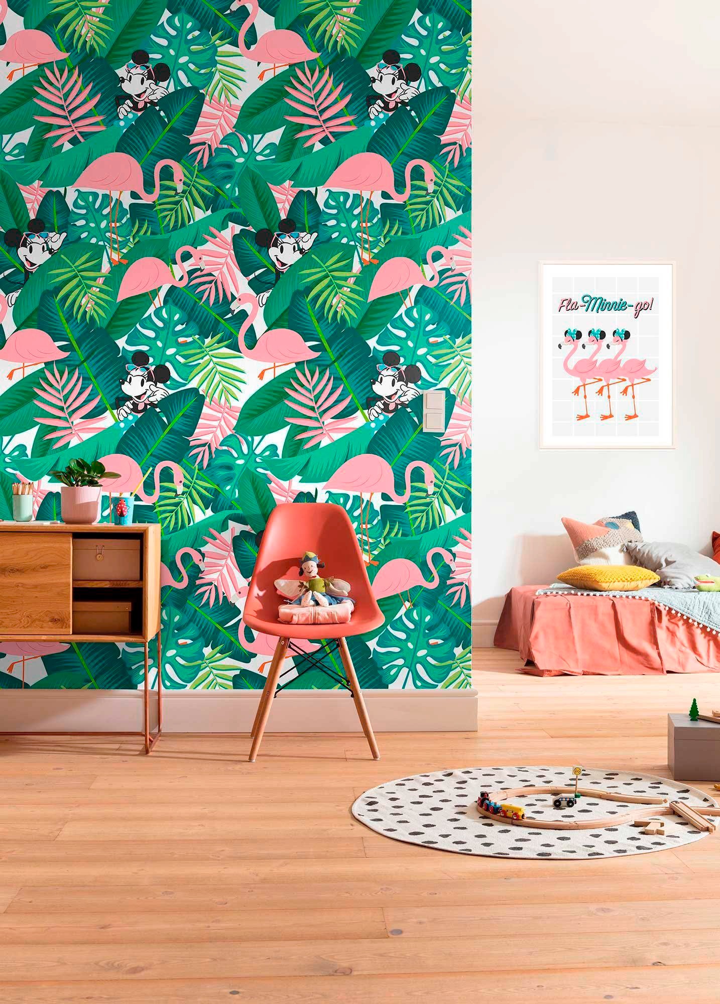 Komar Vliestapete »Digitaldruck Vlies - Minnie Tropical - Grösse 200 x 280 cm«, bedruckt, Kinderzimmer
