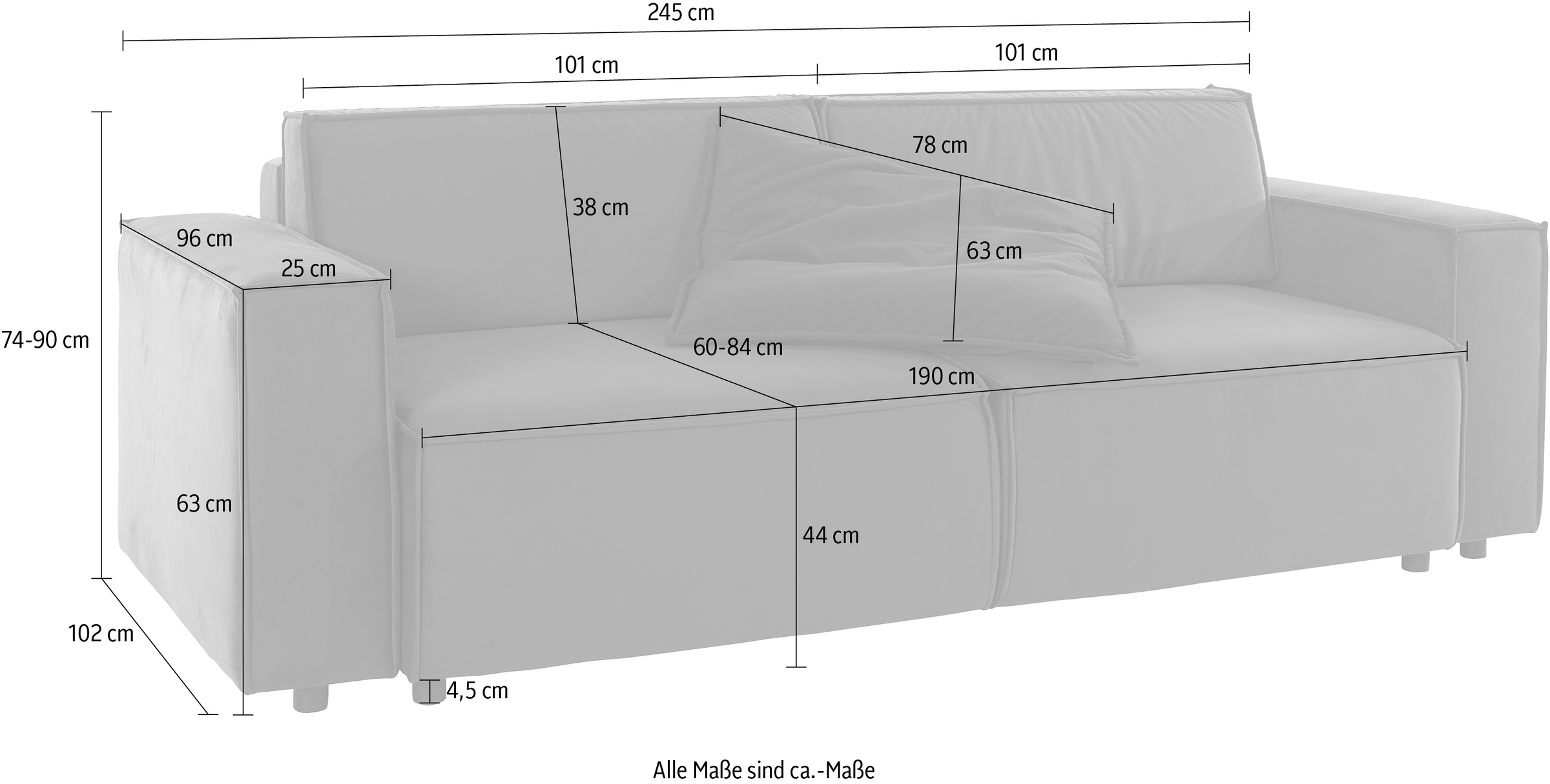 INOSIGN Schlafsofa »Marva«, incl. Bettfunktion und Bettkasten, Federkern