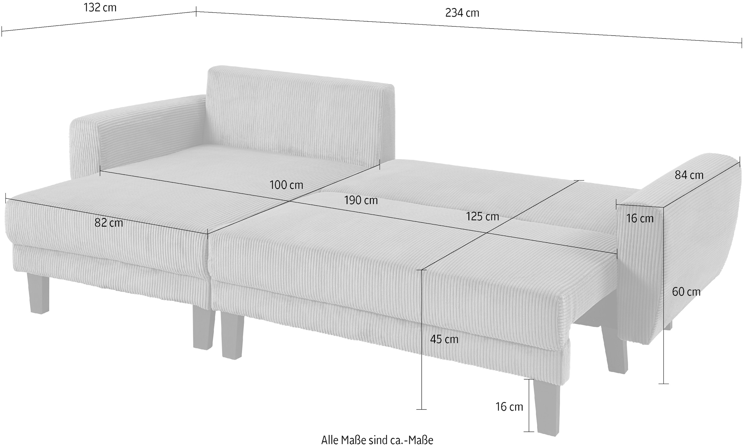 ATLANTIC home collection Ecksofa »Leonid L-Form«, mit Schlaffunktion und Bettkasten