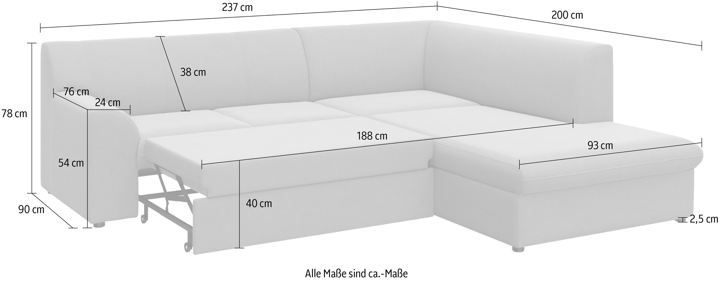 DOMO collection Ecksofa »Topper zeitlos elegant, kompakte Stellmasse, OTTOs Choice, L-Form«, mit Ottomane, wahlweise mit Schlaffunktion