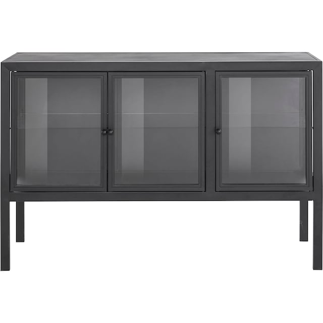 ❤ Leonique Sideboard »Ashlee«, aus Metall gefertigt, Glaseinlegeböden und  Glastüren, Breite 139 cm bestellen im Jelmoli-Online Shop
