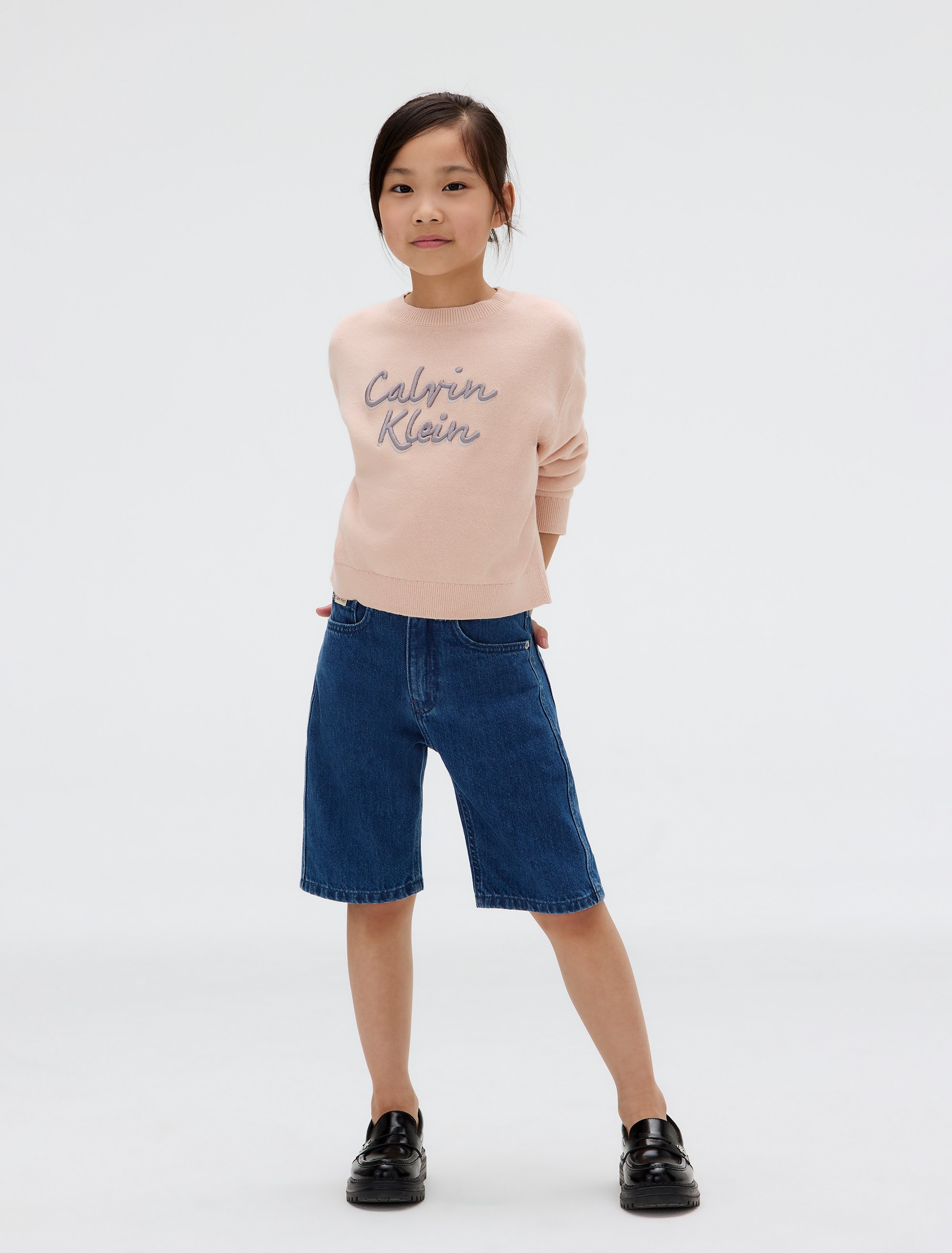 Calvin Klein Jeans Rundhalspullover »LOGO METALLIC INTERSIA«, für Kinder bis 16 Jahre, grosse Stickerei