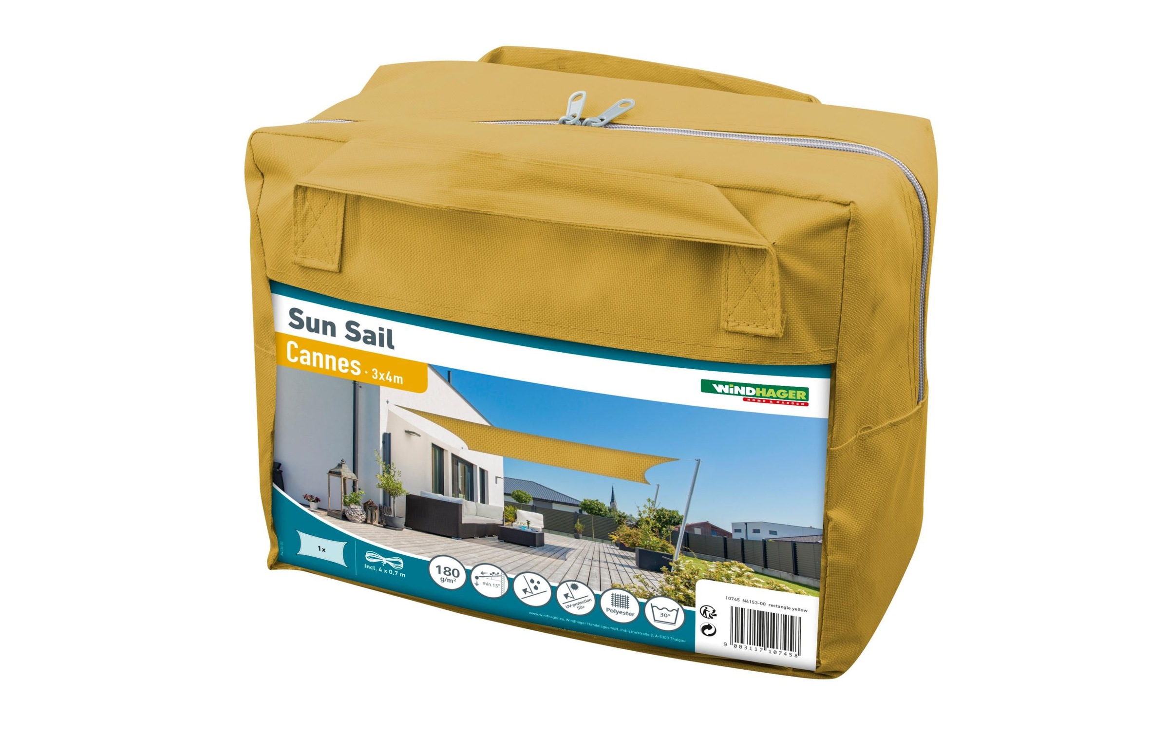 Windhager Sonnensegel »Rechteck 3x4m, gelb«