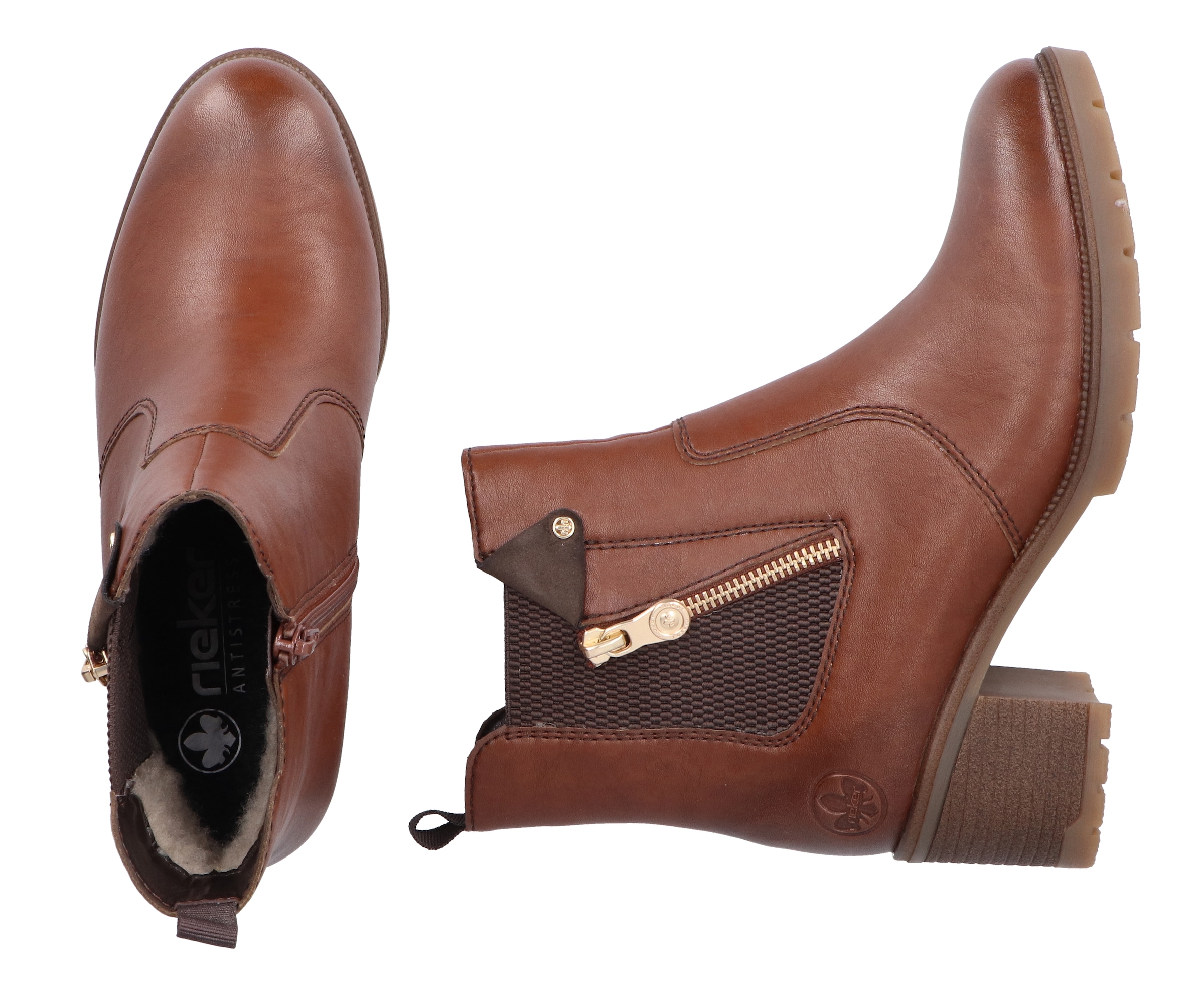 Rieker Winterstiefelette, Stiefelette, Boots, Blockabsatz, mit Innenreissverschluss