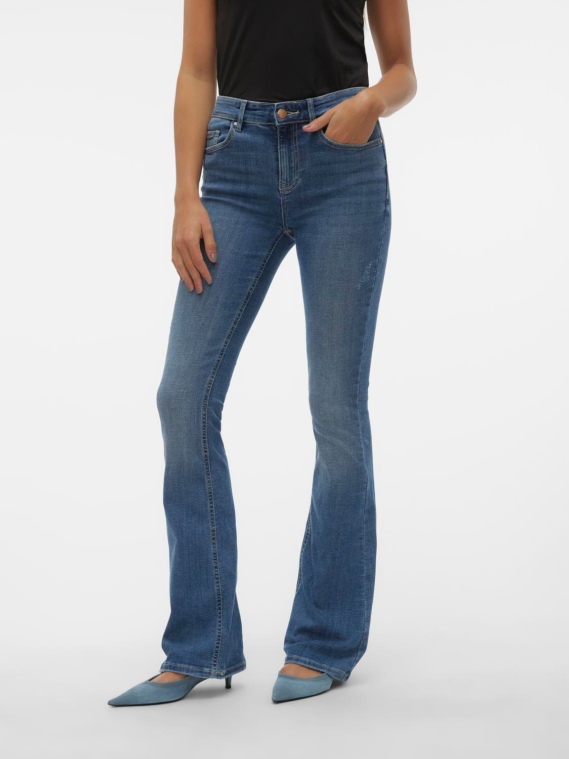 Vero Moda Bootcut-Jeans »VMFLASH MR FLARED JEANS LI347 GA NOOS« Baumwollmischung mit Stretch, regular waist, bootcut fit