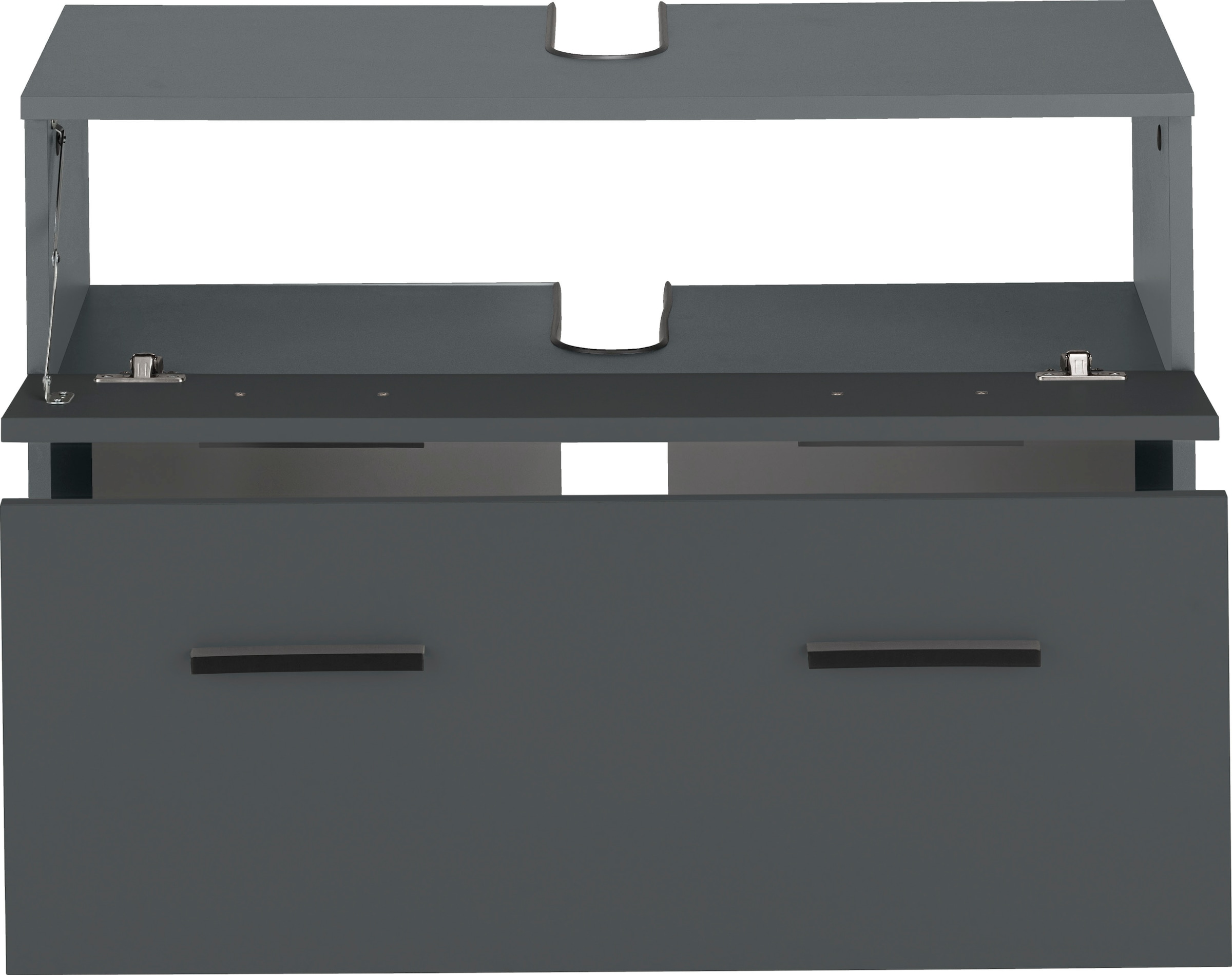 INOSIGN Waschbeckenunterschrank »Skara«, mit Klappe und Schubkasten, schwarze Griffe, Breite 80 cm, Höhe 55 cm