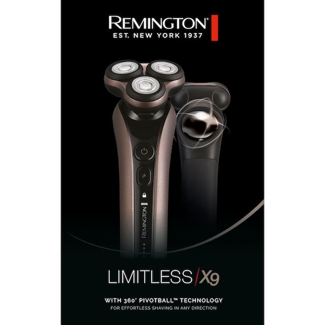 ➥ Remington Elektrorasierer »Limitless Rotationsrasierer X9 (XR1790)«, 1  St. Aufsätze, Nass-&Trockenrasur, 360° PivotBall Drehgelenk, akkubetrieben  (60 min.) gleich kaufen | Jelmoli-Versand