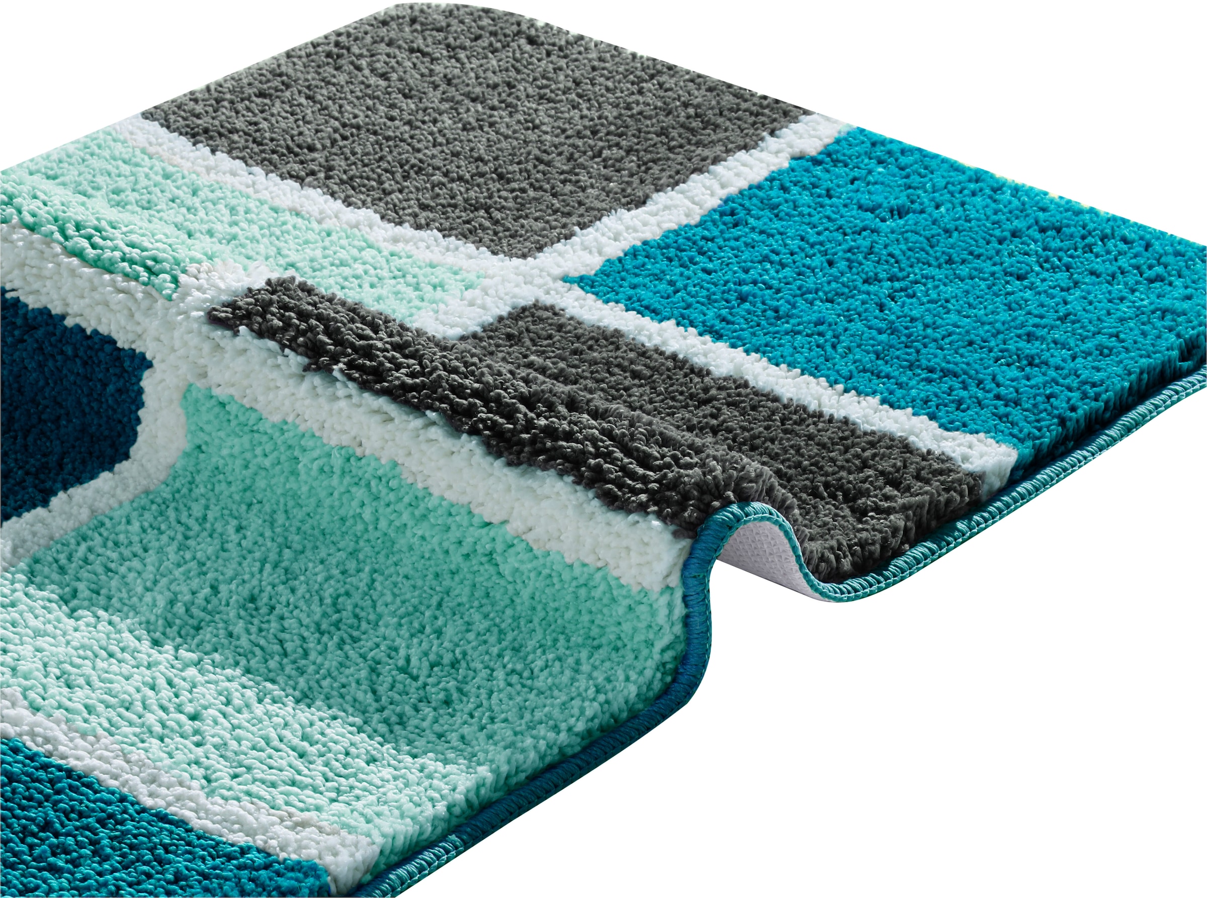 my home Badematte »Anna mit Kachelmuster, Badvorleger, Badezimmer Teppich, Duschvorleger«, rutschhemmend beschichtet, strapazierfähig, Badteppich, Hoch Tief Effekt, Modern, Weich