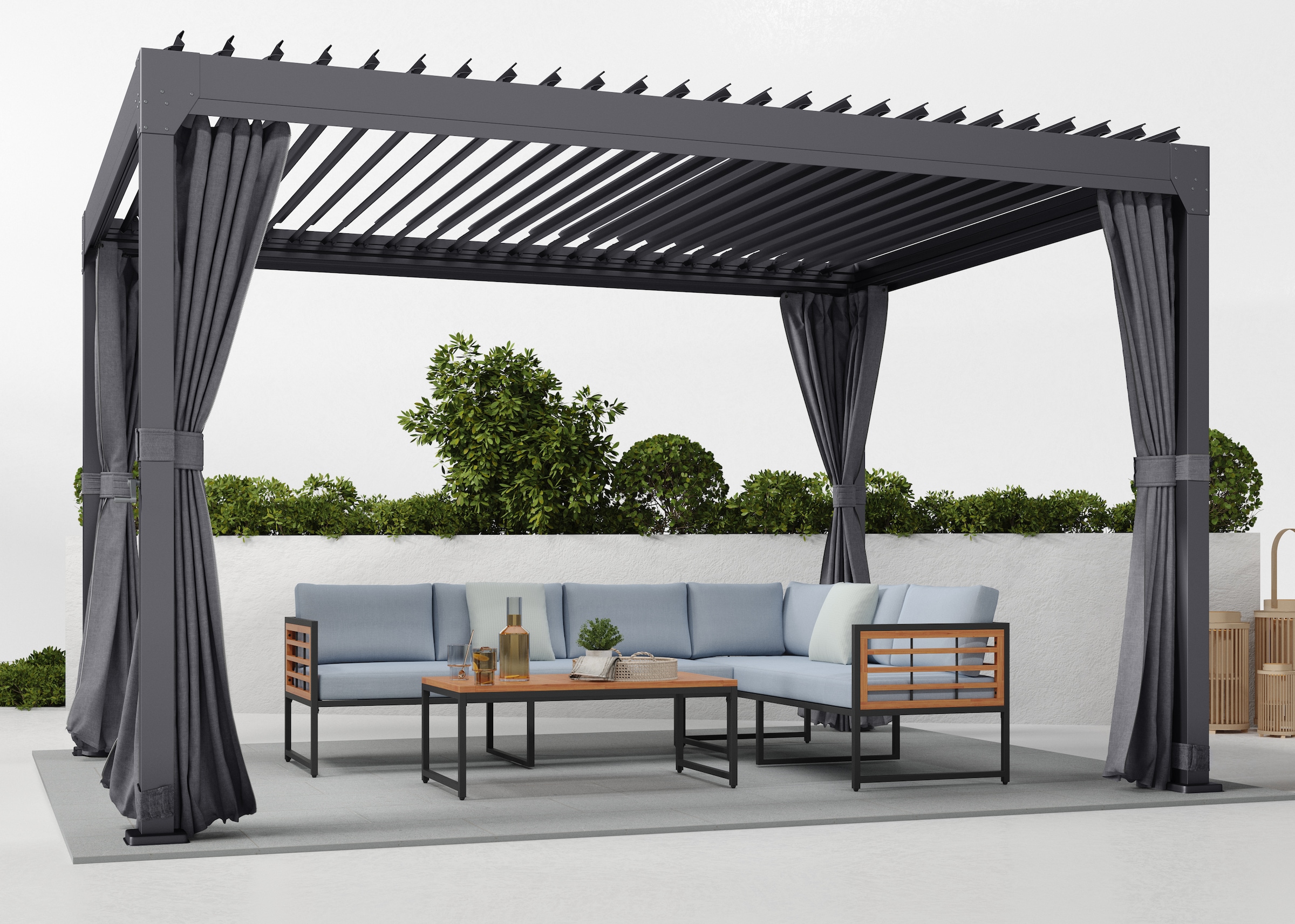 Konifera, KONIFERA »Palma« Pergola, mit Lamellendach, dunkelgrau, B/H/T: 394 cm x 244 cm x 304 cm