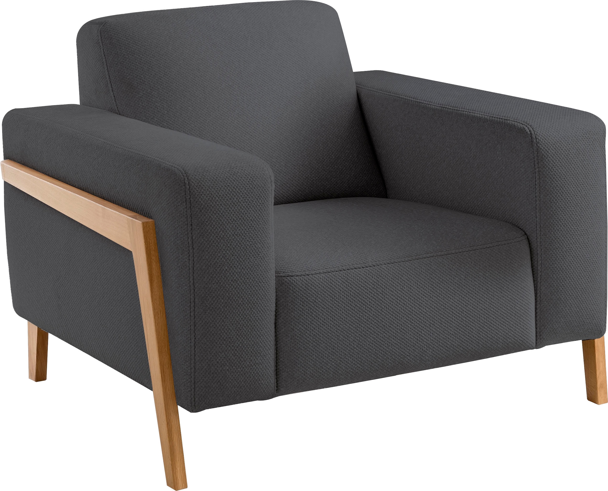exxpo - sofa fashion Sessel »Starr, Loungesessel«, im Scandinavian Design, mit Massive Holzfüsse, frei im Raum stellbar