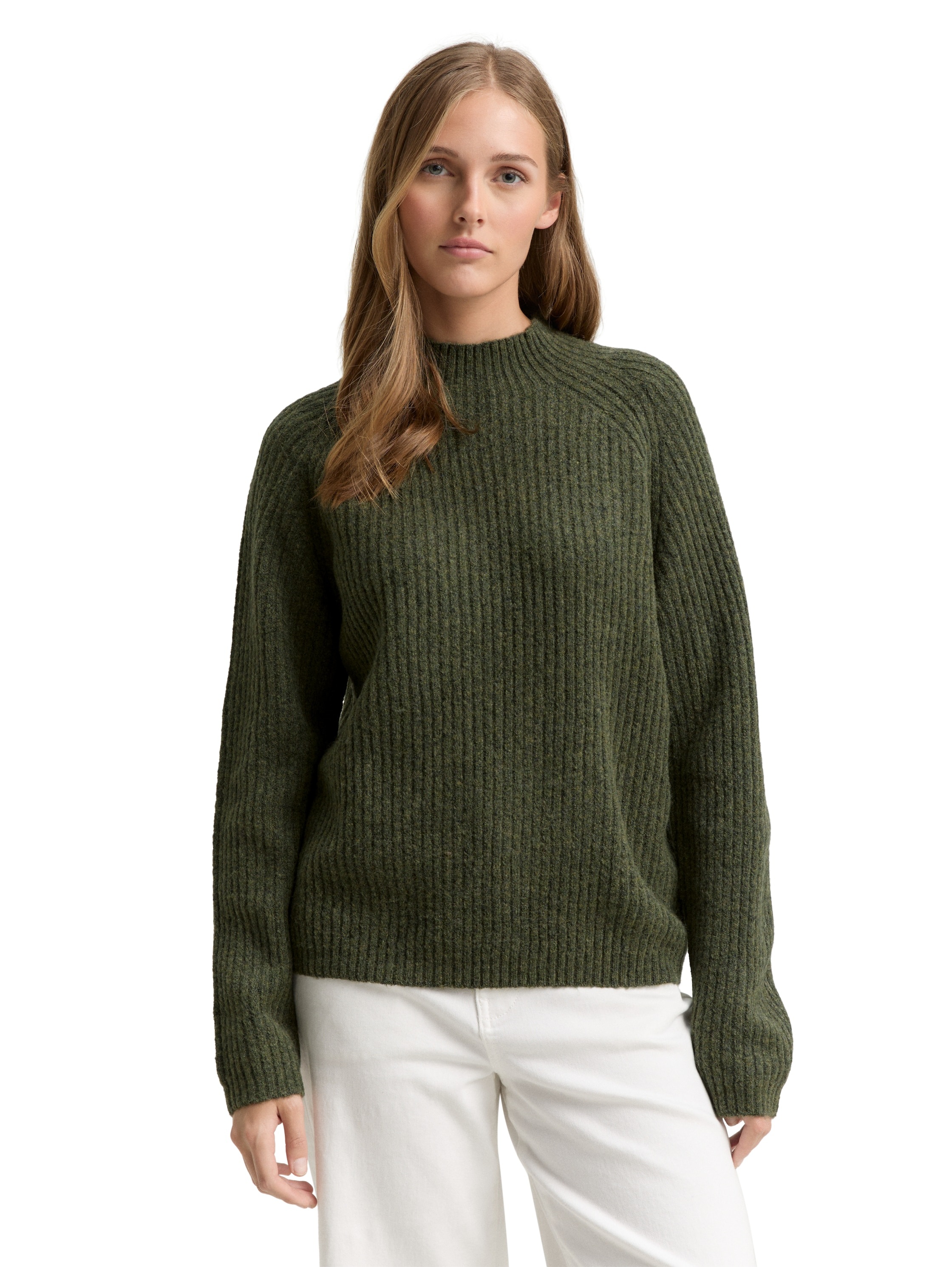 TOM TAILOR Denim Strickpullover mit Stehkragen