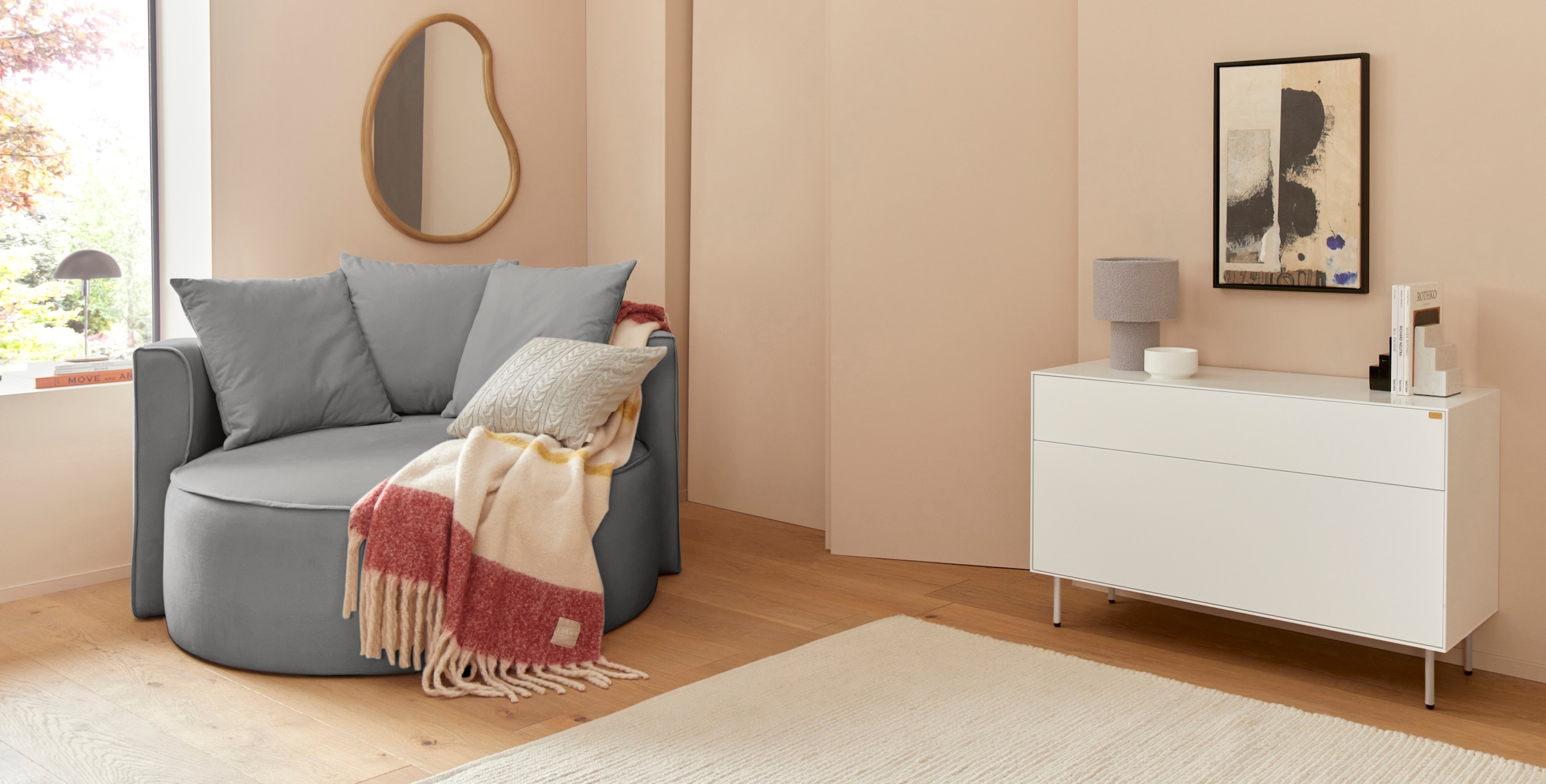 LeGer Home by Lena Gercke XXL-Sessel »Isalie, Sessel in modernen Farben, Lesesessel, Loveseat, Big-Sessel«, trendige Stoffe, mit 3 Zierkissen, grosse Sitzfläche, Hocker optional