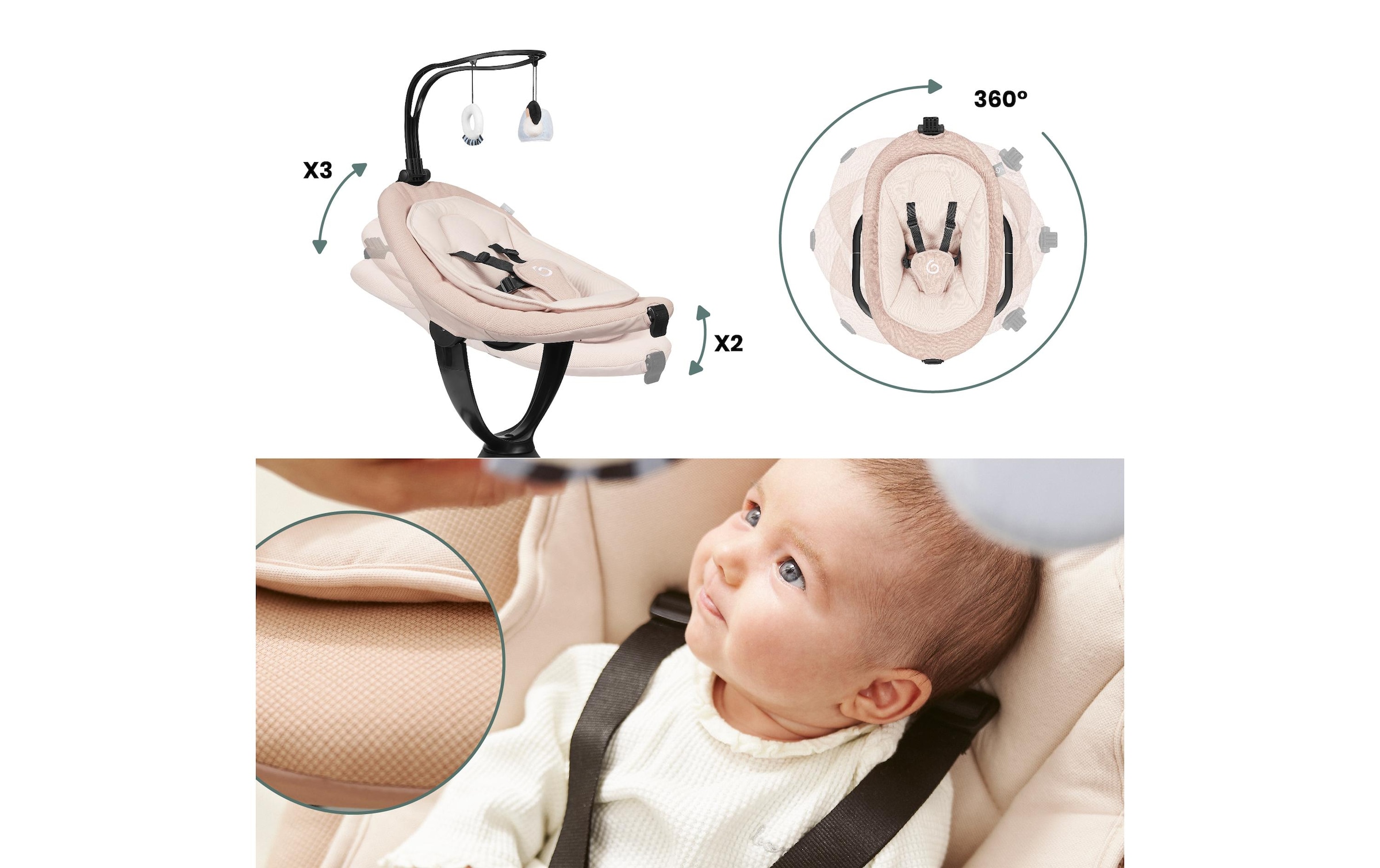 BABYMOOV Babyschaukel »Swoon Evolution Connect Mocca«, bis 9 kg