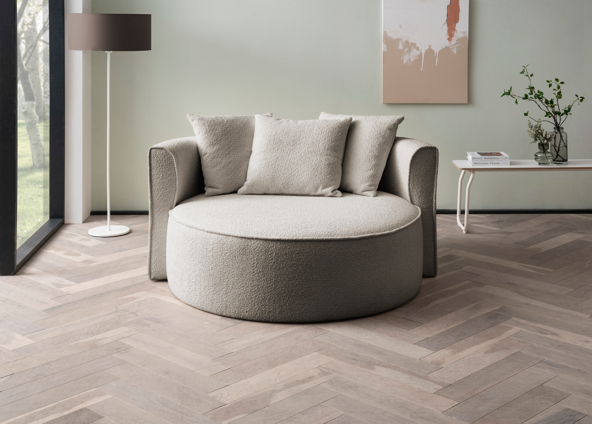 LeGer Home by Lena Gercke XXL-Sessel »Isalie, Lesesessel, Loveseat, inklusive Zierkissen«, extra grosse Sitzfläche, optional mit Hocker, Cord, Samt, Bouclé