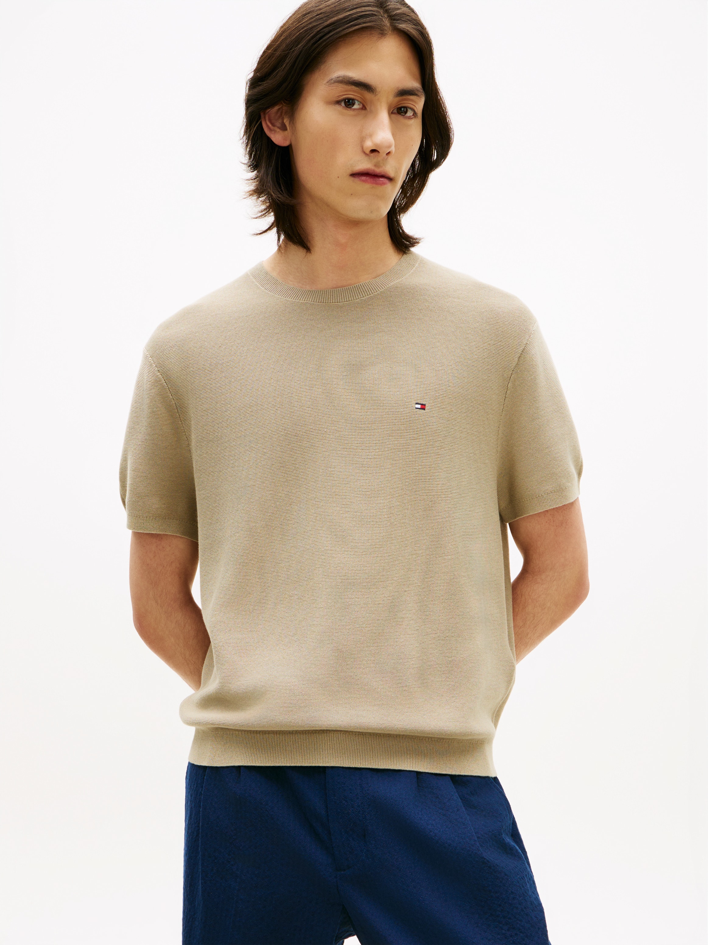 Tommy Hilfiger Kurzarmpullover "COOL TOUCH STRUCTURE" Relaxed Fit, aus Strick