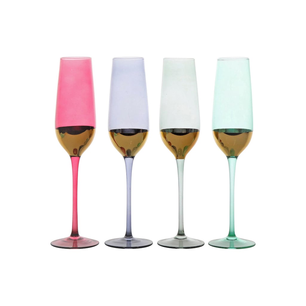 Sektglas »Queen 250 ml, 4 Stück, Blau/Grün/Pink/Türkis«