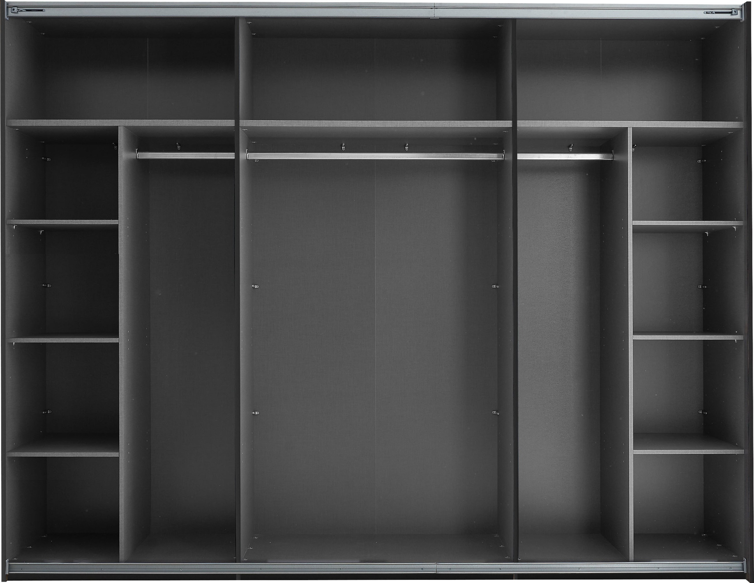 Schlafkontor Schwebetürenschrank »Mesio, 2-türiger Kleiderschrank, Schiebetürenschrank mit viel Stauraum«, inklusive Hoteleinteilungen aussen und Einlegeböden oben