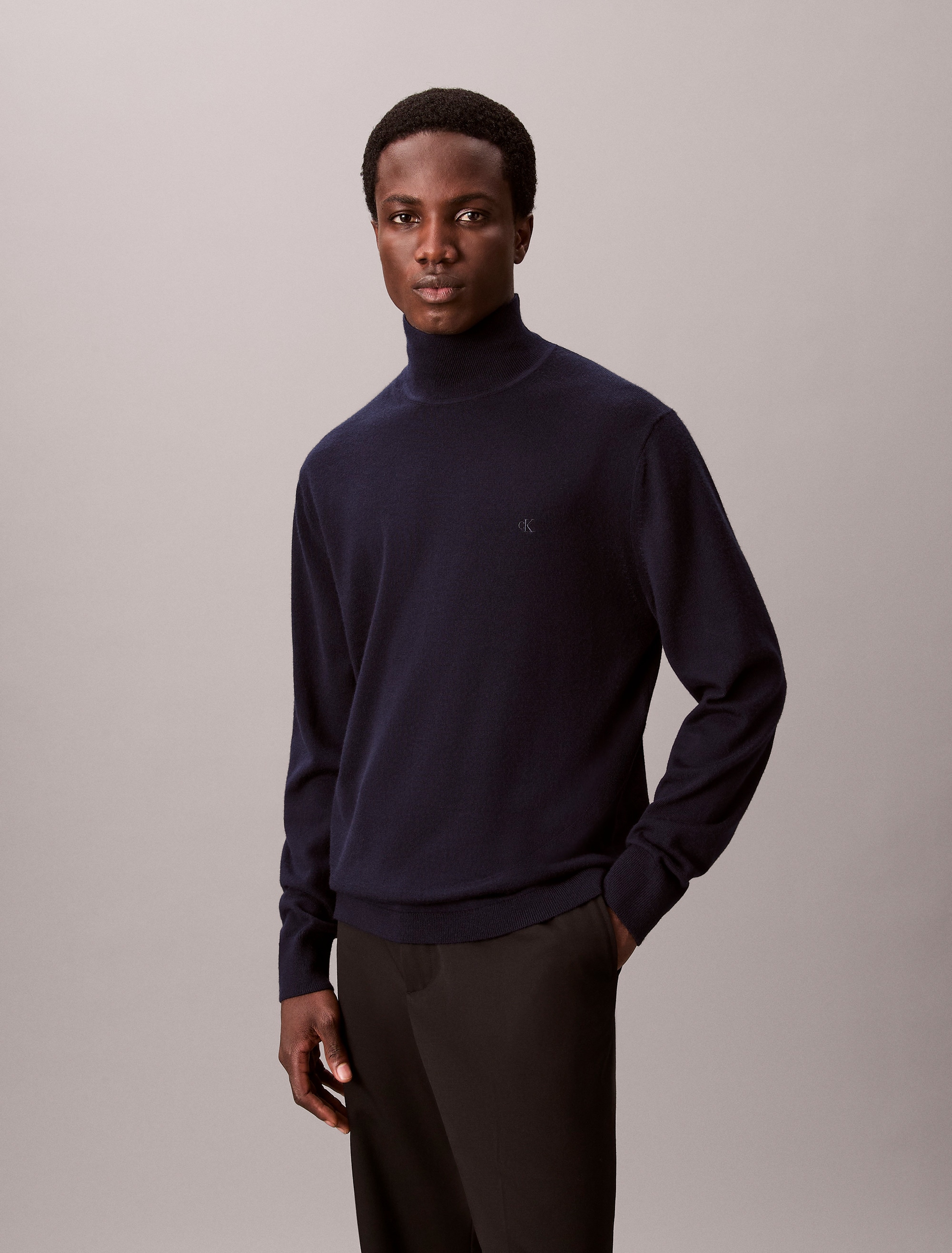 Calvin Klein Stehkragenpullover »LS MERINO MOCK NECK SWTR 14GG« Mit Rundhalsausschnitt, regular fit