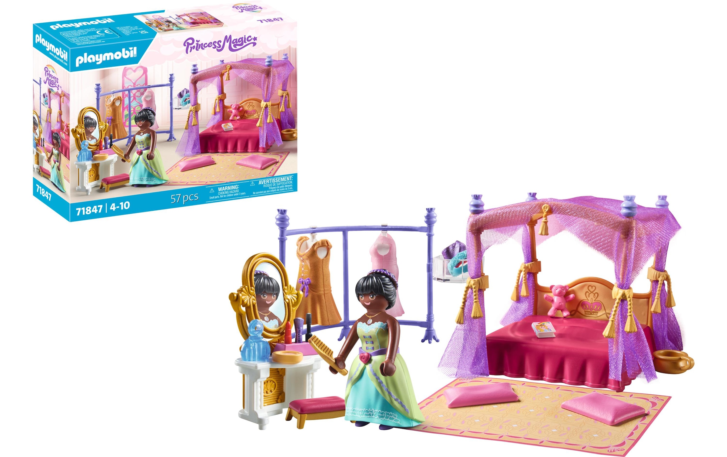 Playmobil® Spielbausteine »Princess Magic Prinzessinnen-Schlafzimmer mit Ankleide 71847«, (57 St.)