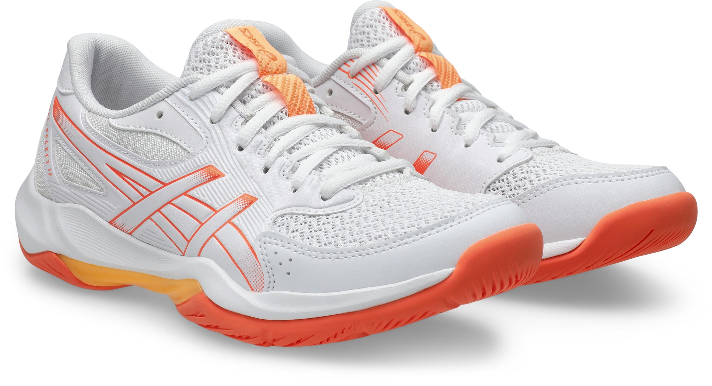 Asics, Unisex, Hallenschuh »GEL-ROCKET 12« besonders geeignet für Handball und Volleyball, weiß, vivid coral, 42, Bequemer Hallenschuh von Asics