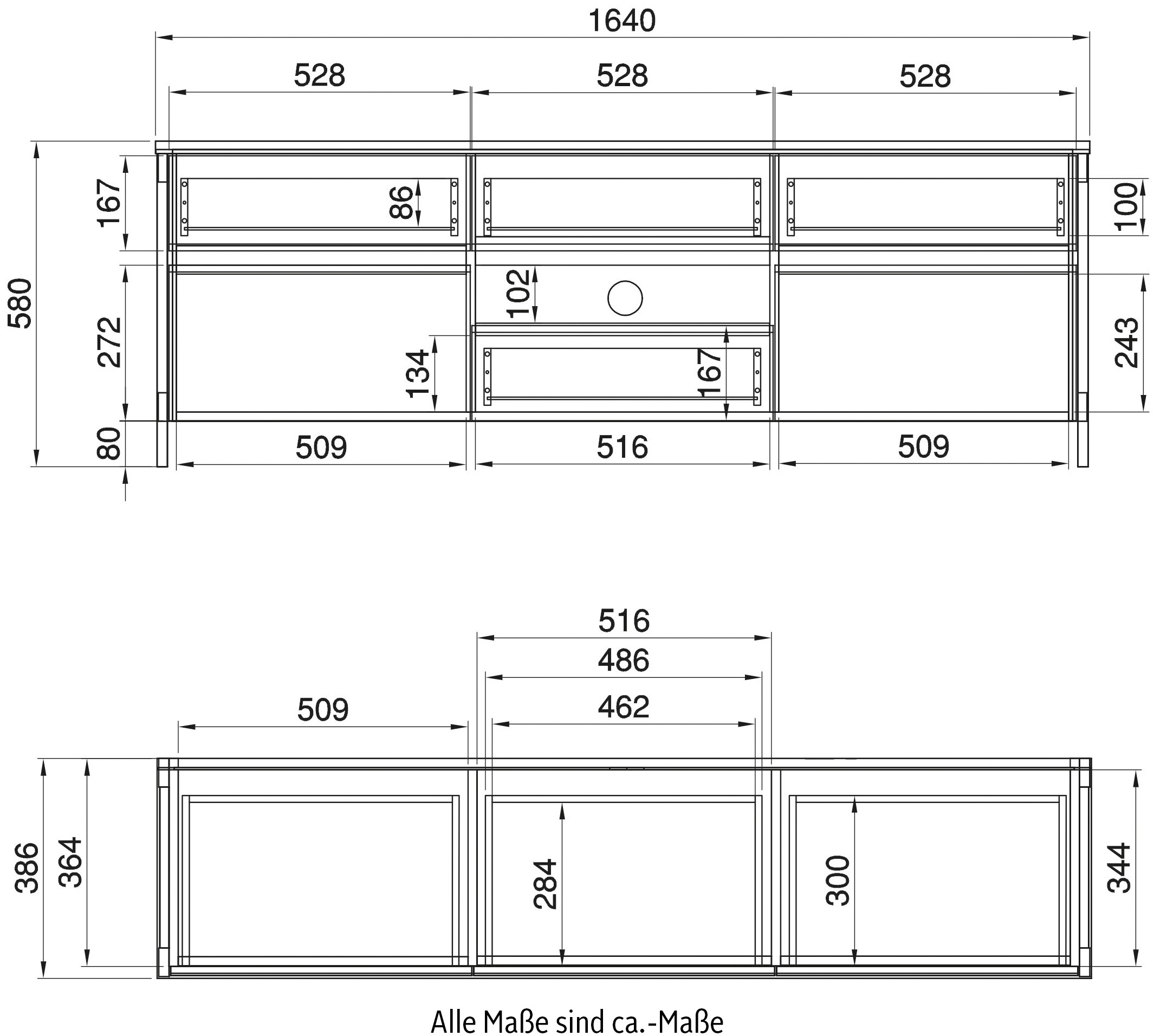 Home affaire TV-Schrank »Stranda, moderner TV-Unterschrank, Kommode im Scandi-Style, Lowboard«, Rahmenoptik, ausreichend Stauraum, vielseitig einsetzbar, 164 cm breit