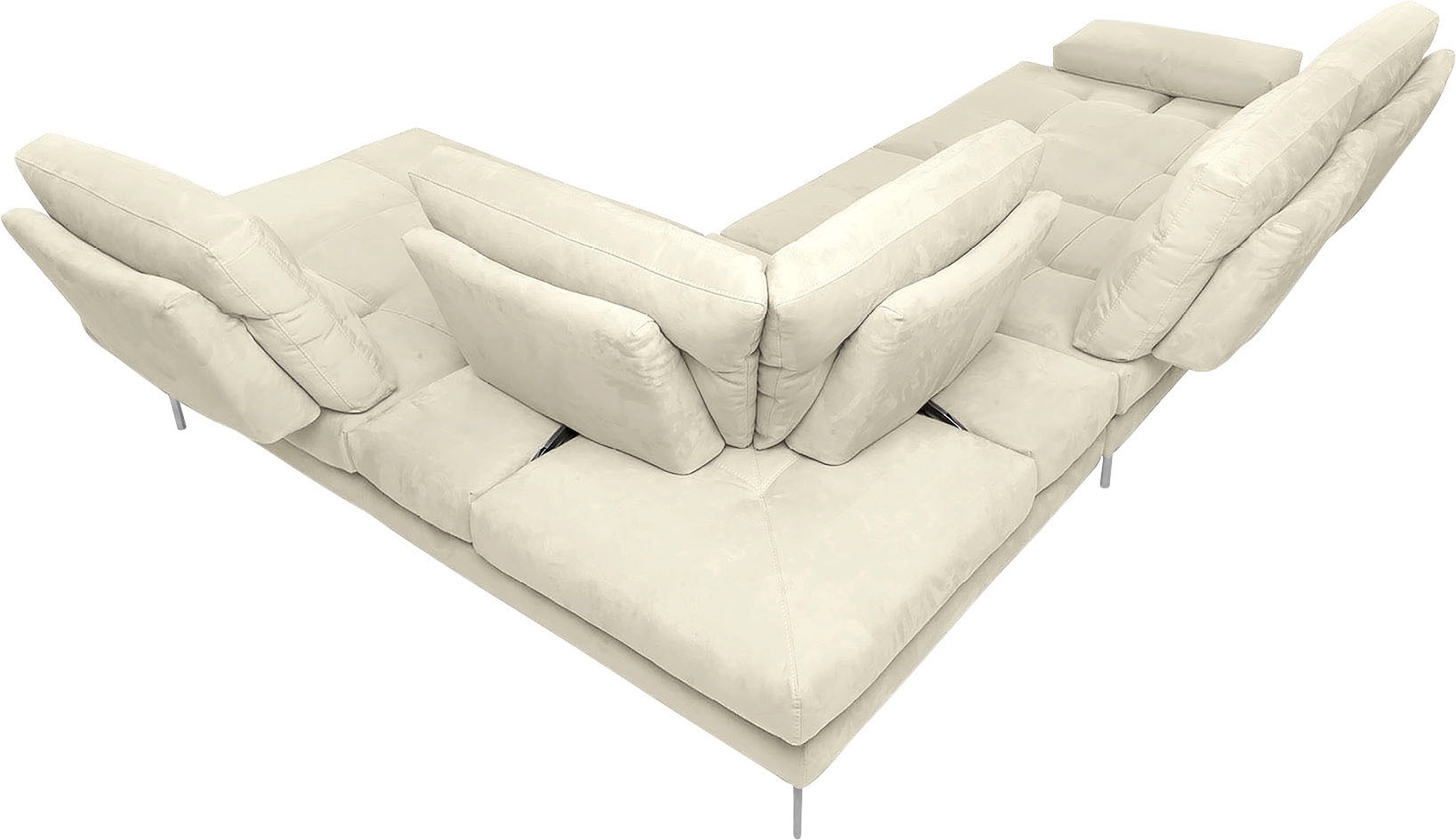CALIA ITALIA Ecksofa »Toby Wing, L-Form, Multifunktionssofa, bequem und edel«, Sitztiefenverstellung und Armteilfunktion, Füsse chrom glänzend